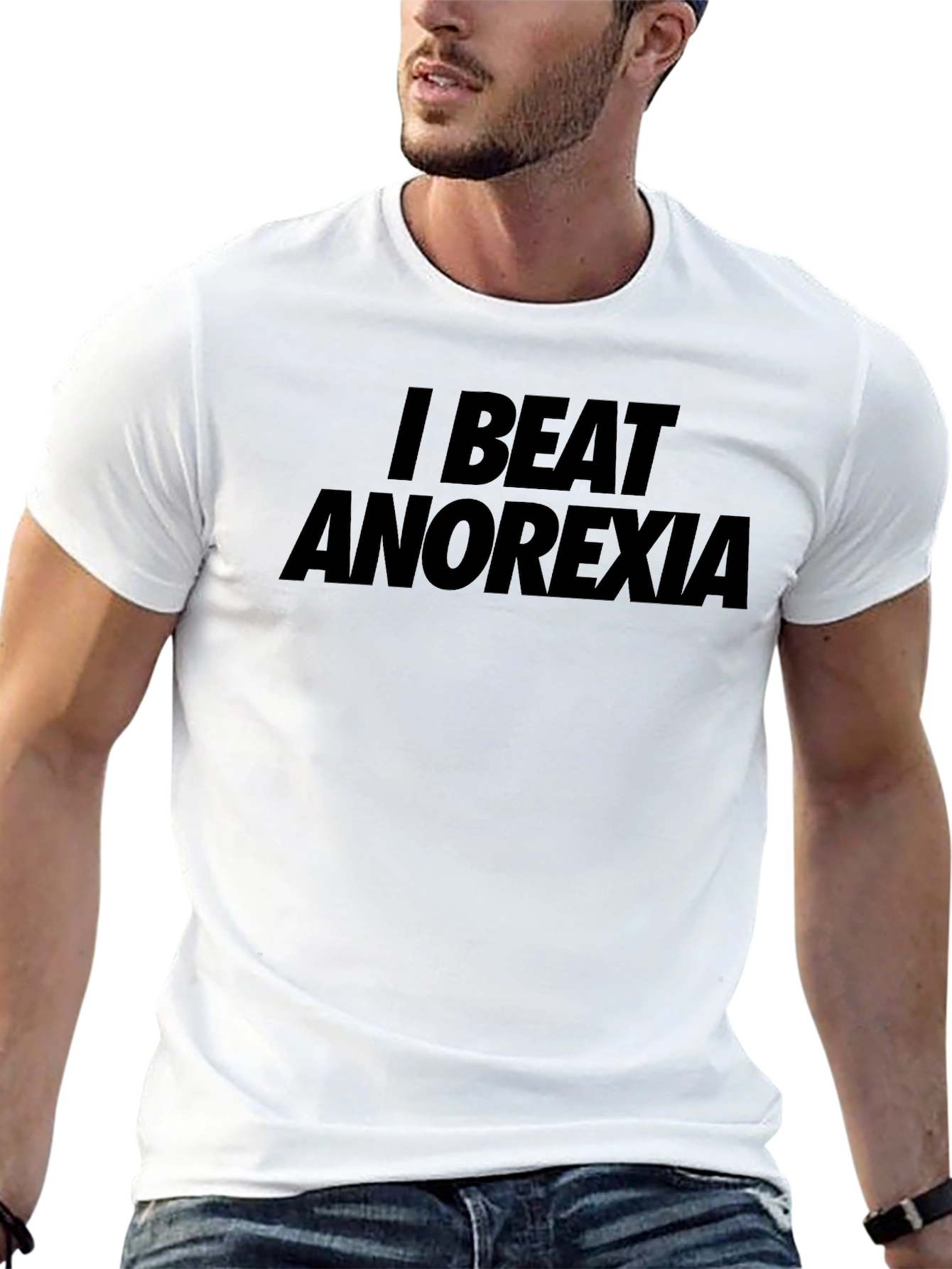 I Beat Anorexia Black T-Shirt