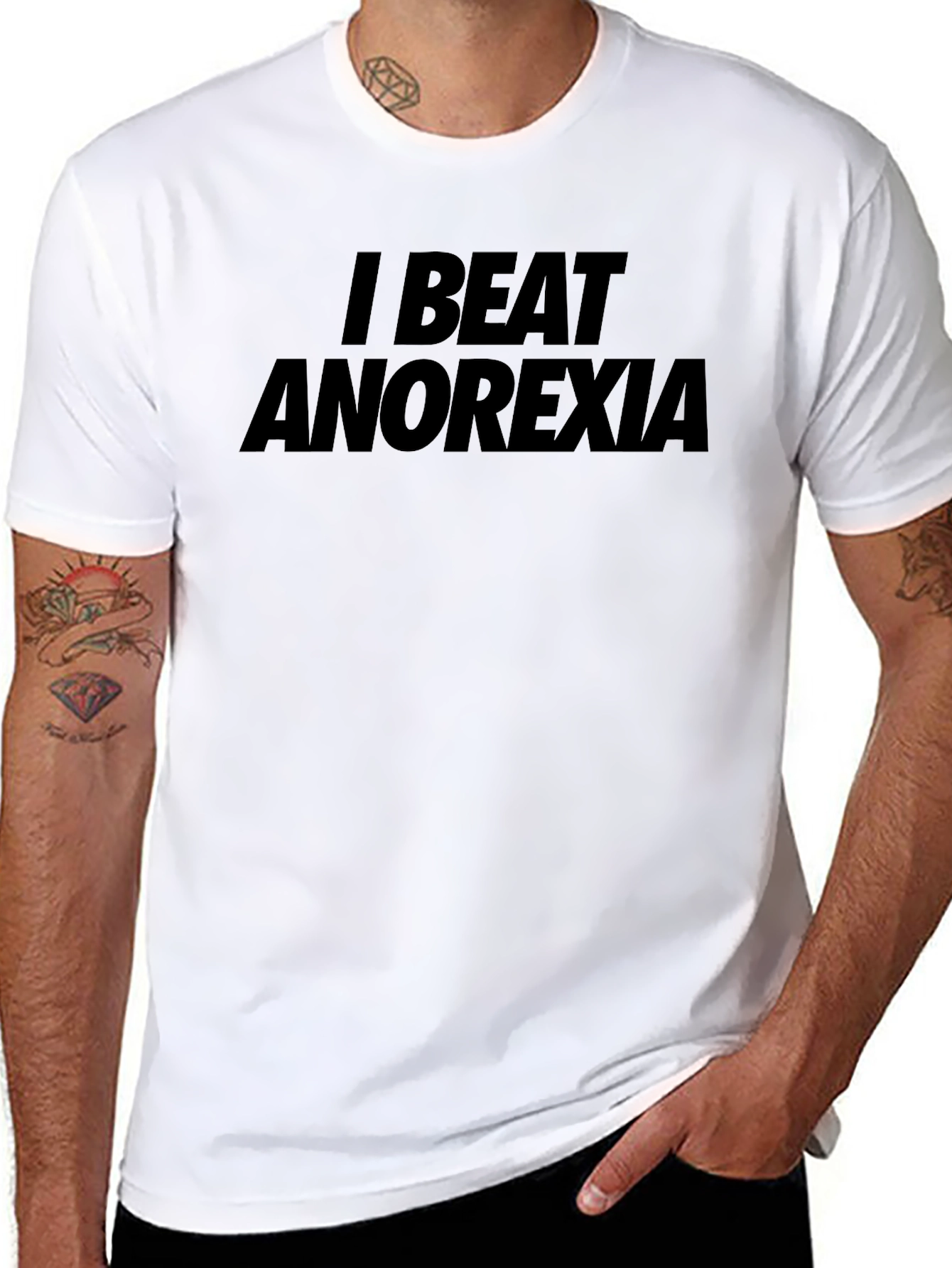I Beat Anorexia Black T-Shirt