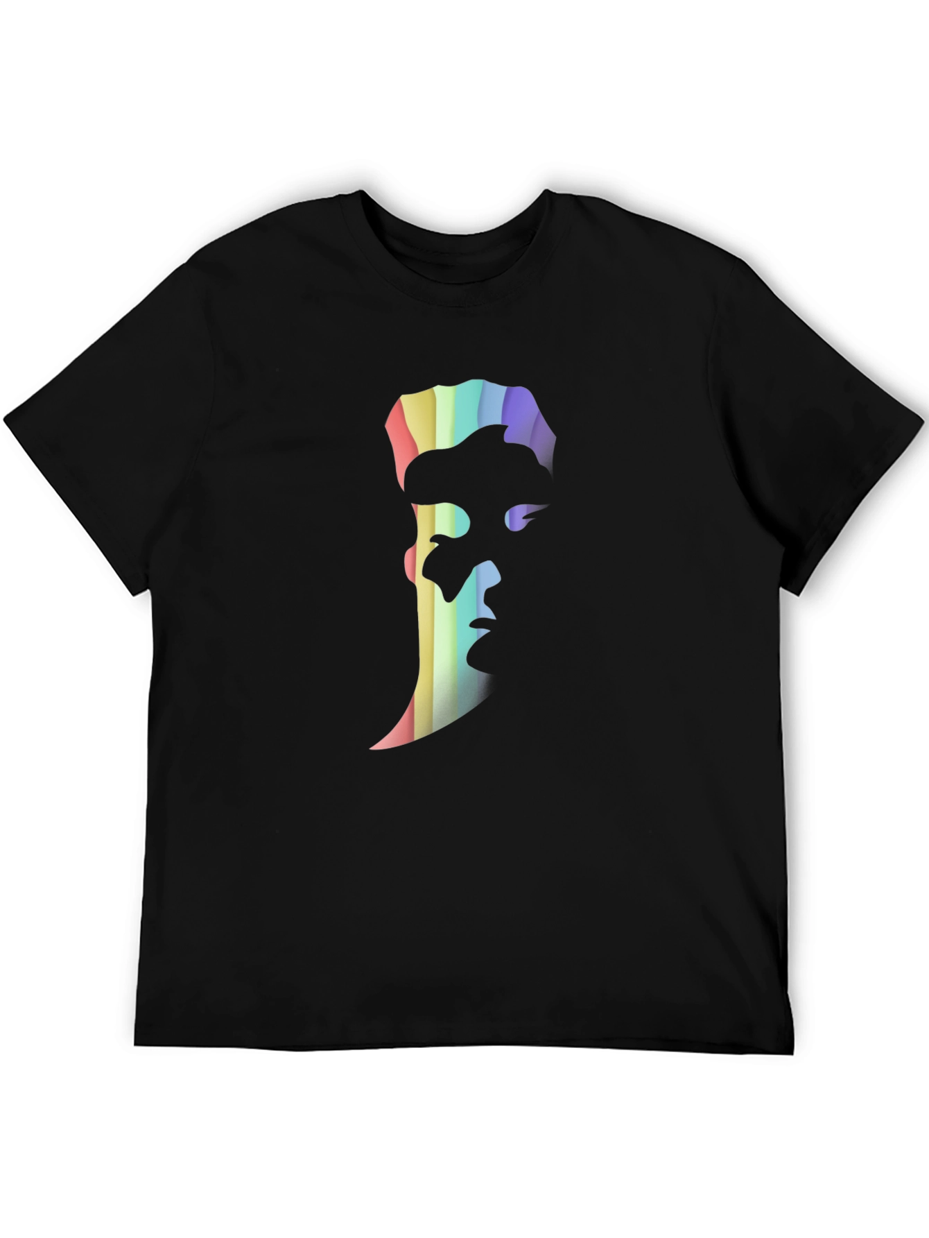 Rainbow Silhouette Graphic Tee - Modern Black T-Shirt