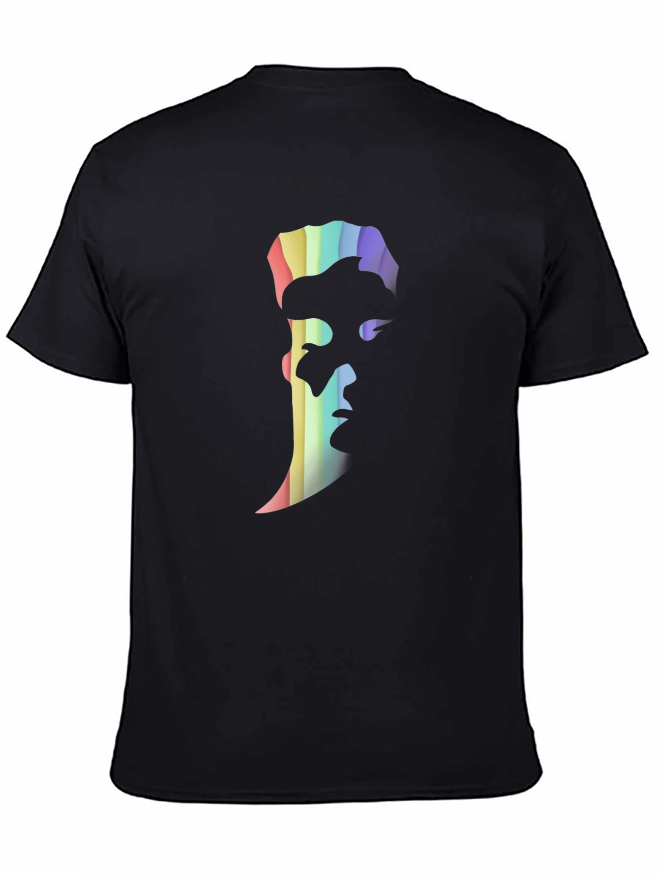 Rainbow Silhouette Graphic Tee - Modern Black T-Shirt