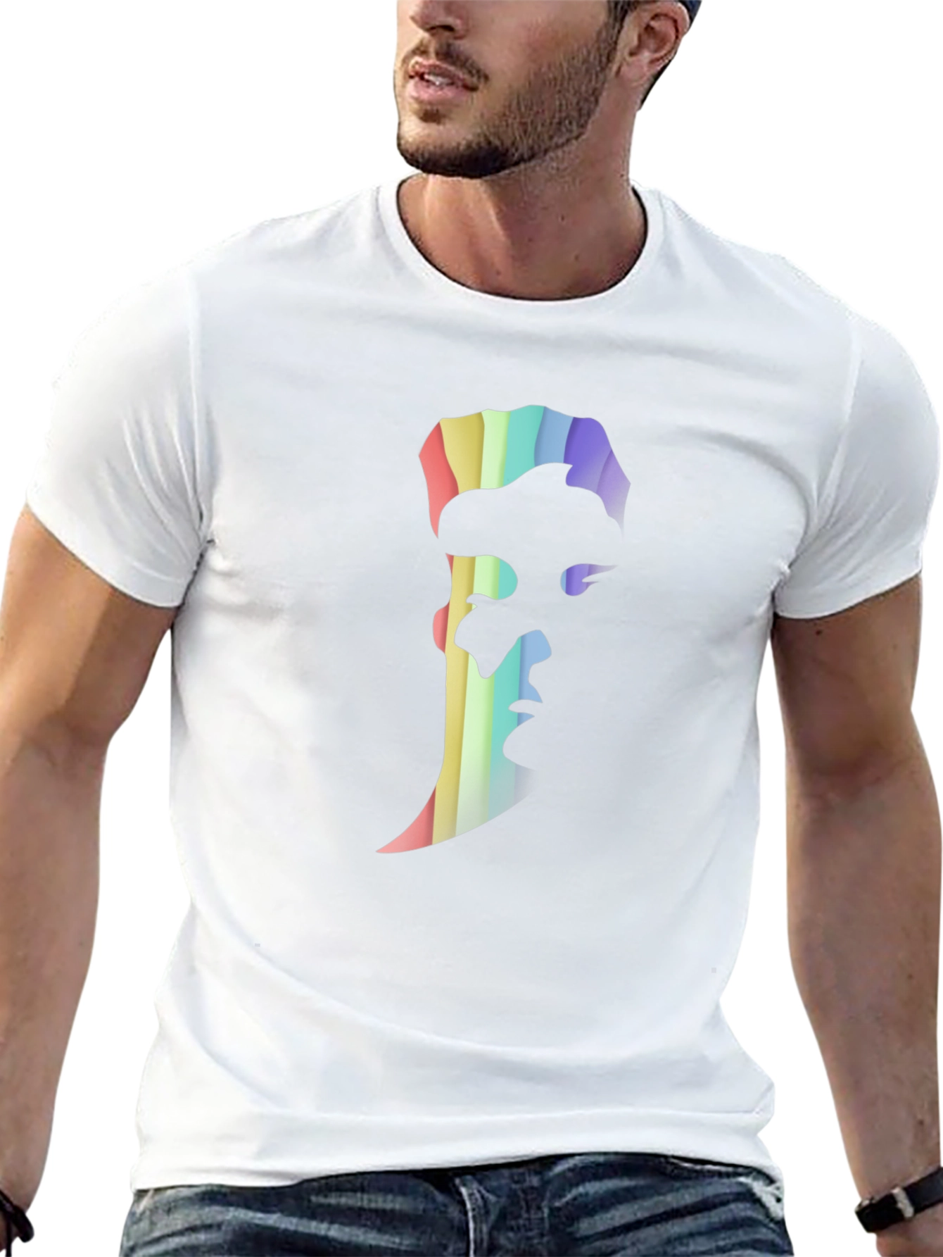 Rainbow Silhouette Graphic Tee - Modern Black T-Shirt