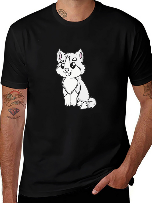 Cute Cartoon Animal Graphic Black T-Shirt