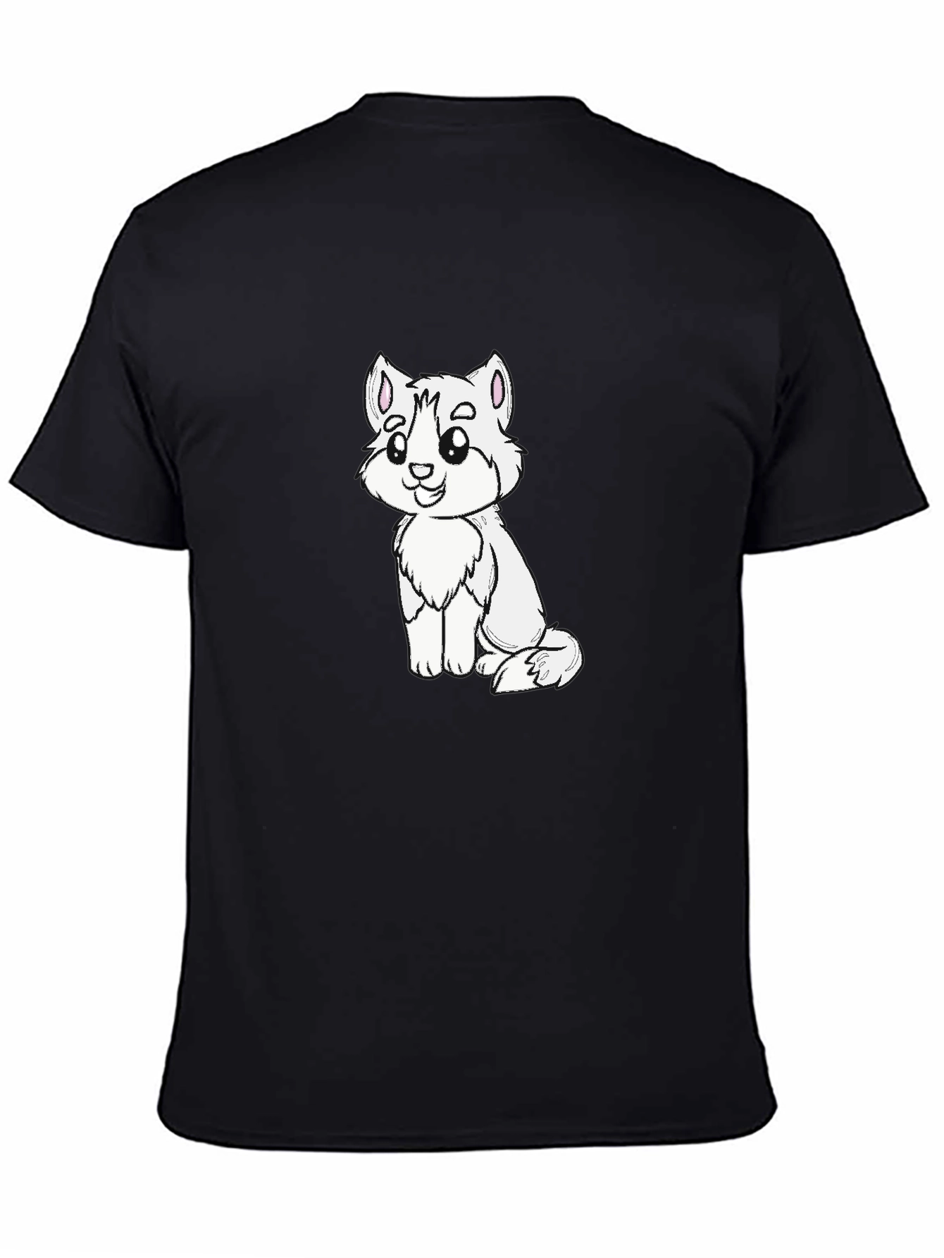 Cute Cartoon Animal Graphic Black T-Shirt