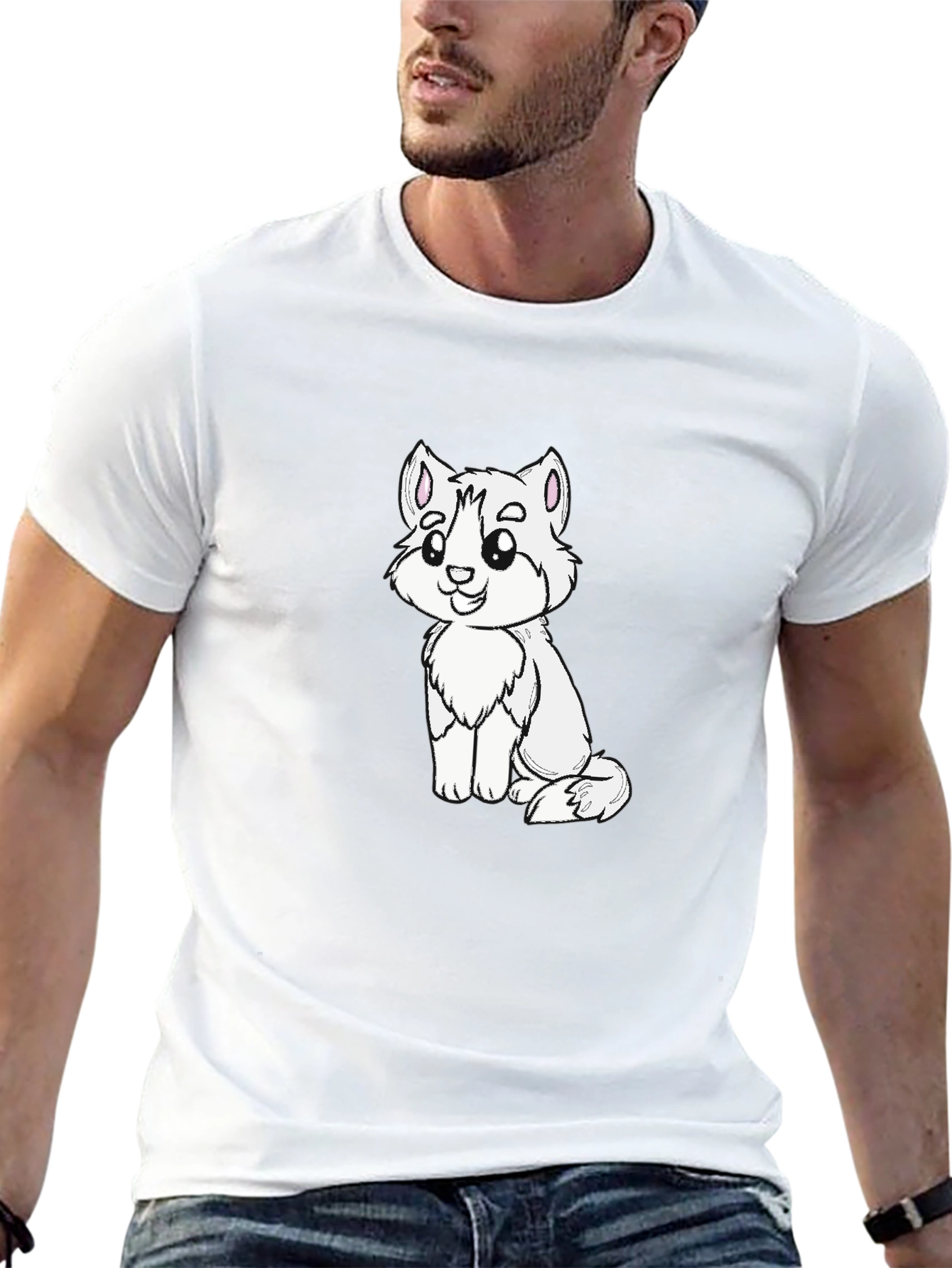 Cute Cartoon Animal Graphic Black T-Shirt