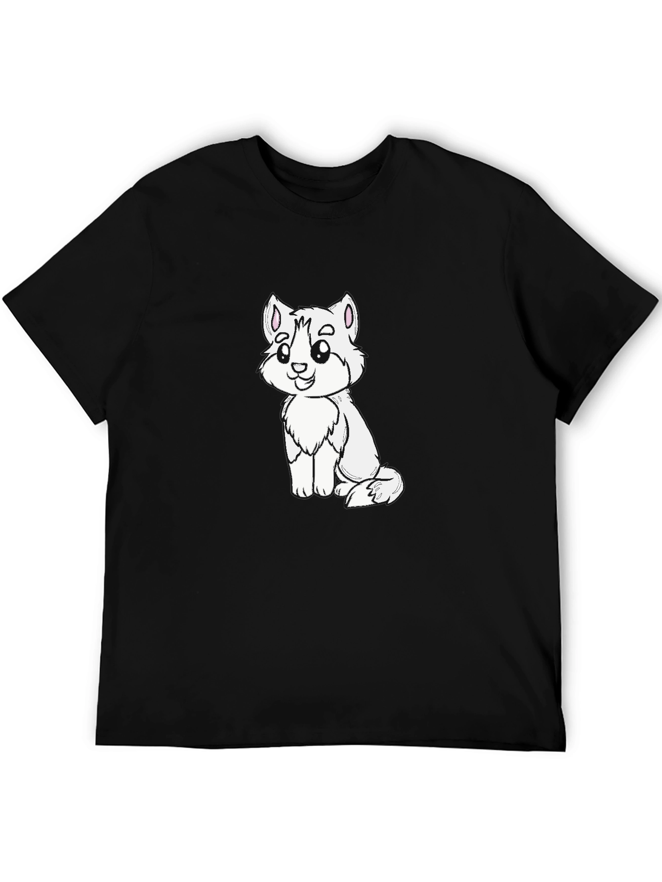 Cute Cartoon Animal Graphic Black T-Shirt