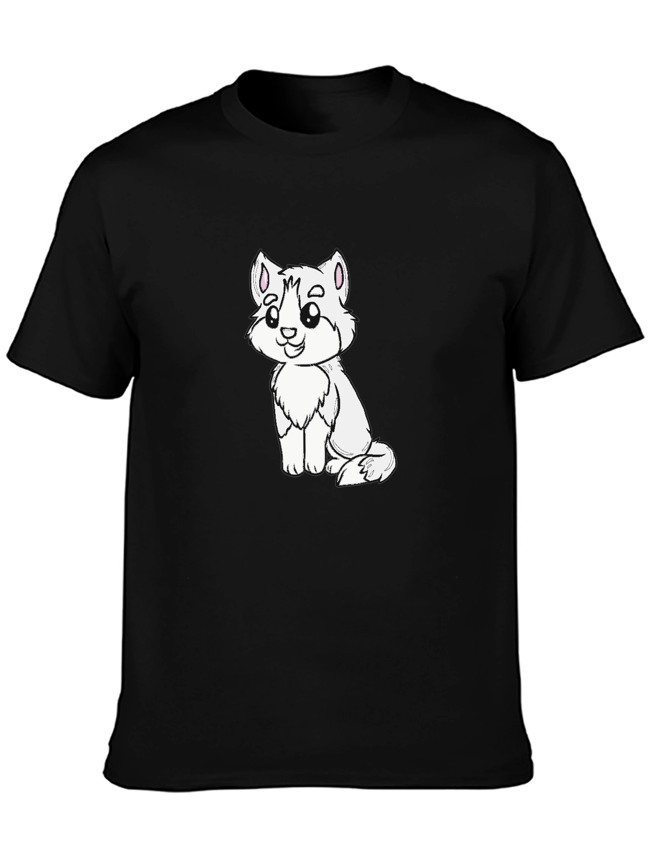 Cute Cartoon Animal Graphic Black T-Shirt