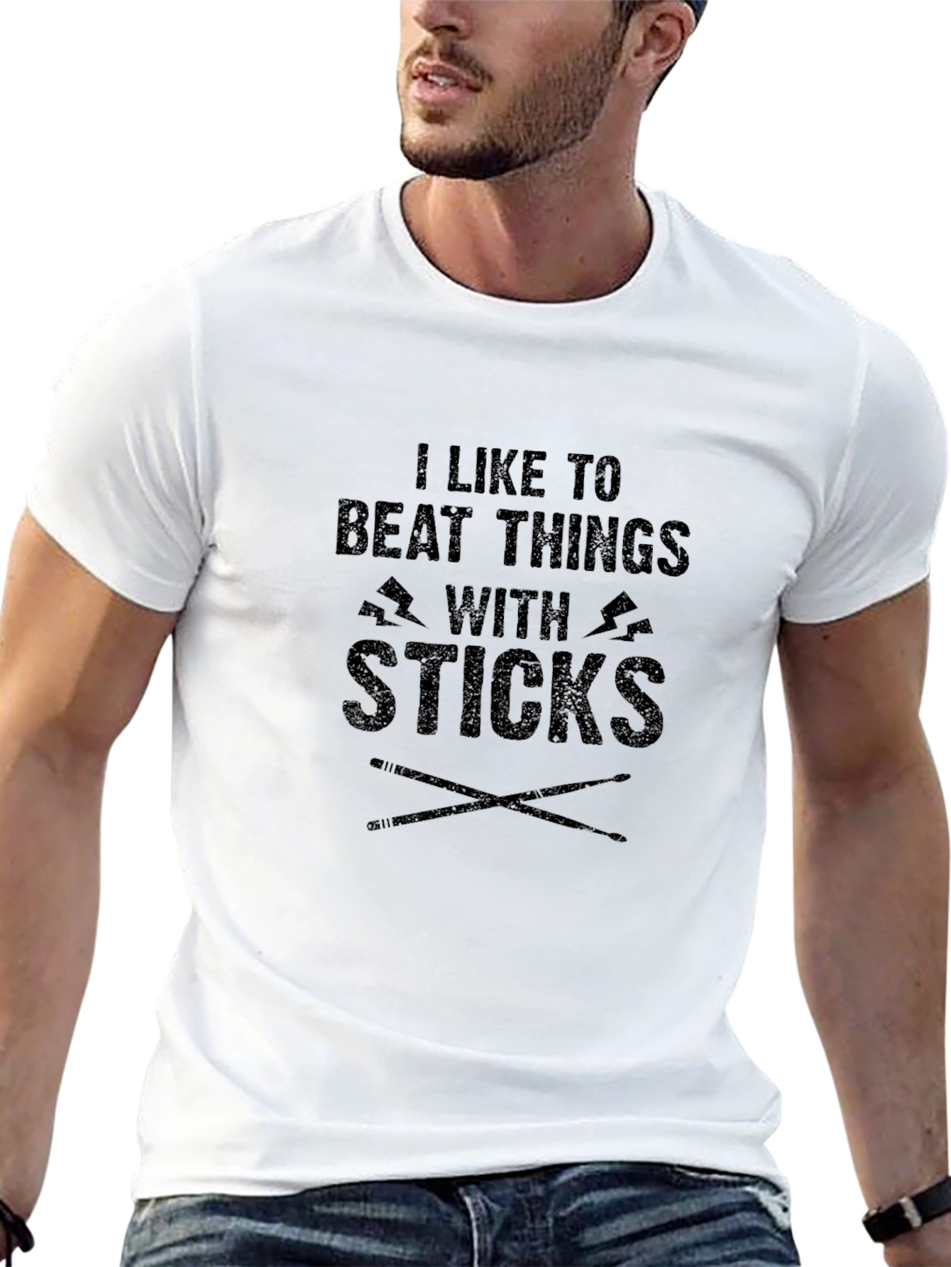 I Like to Beat Things With Sticks Drummer T-Shirt