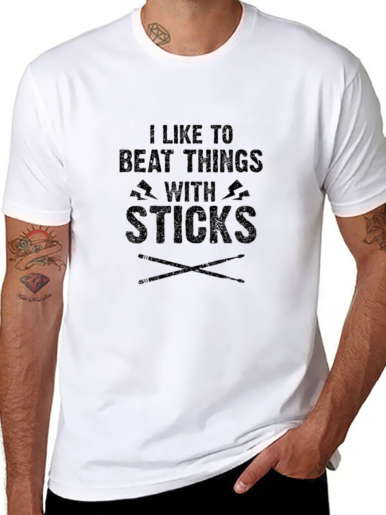I Like to Beat Things With Sticks Drummer T-Shirt