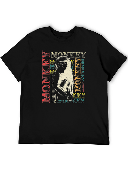 Monkey Graphic Print Black T-Shirt