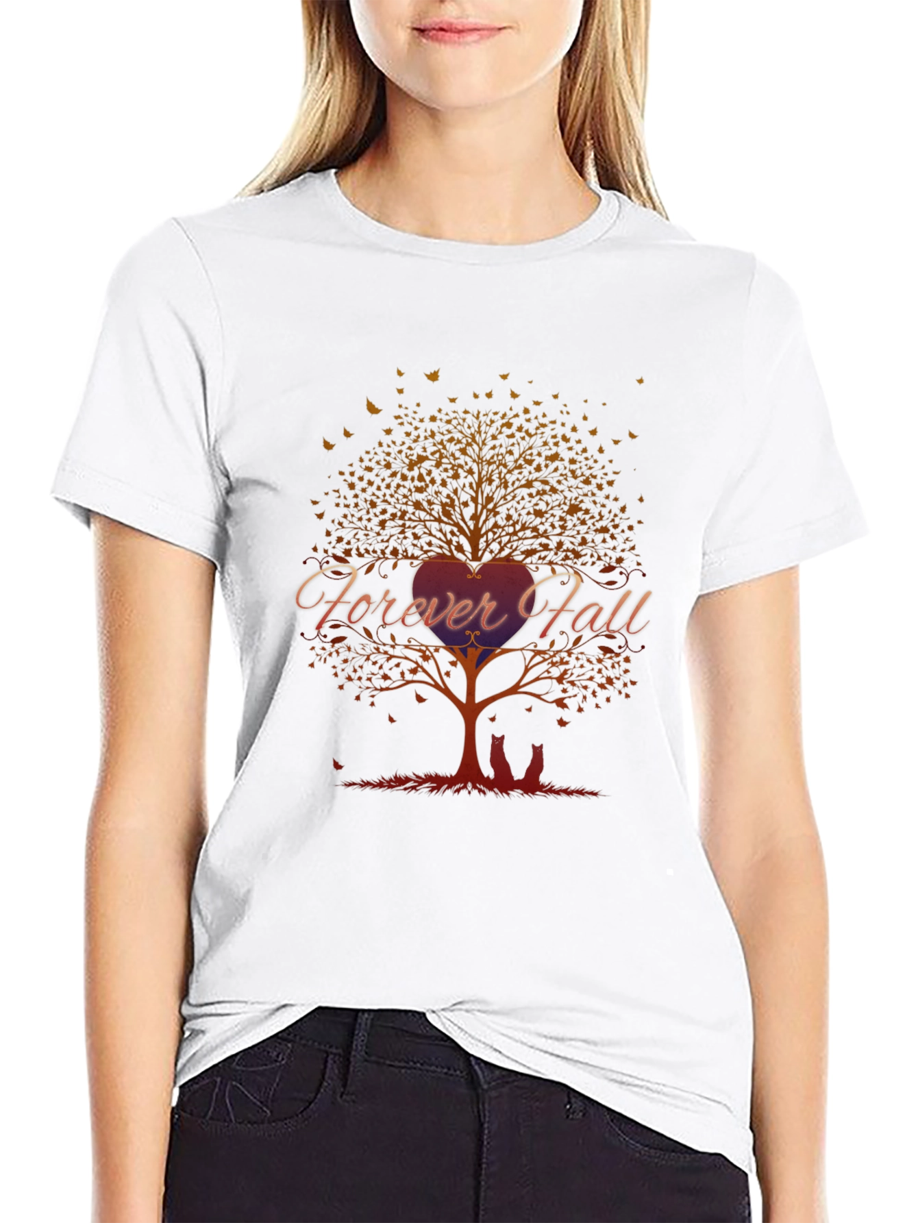 Forever Fall Tree Graphic Black T-Shirt