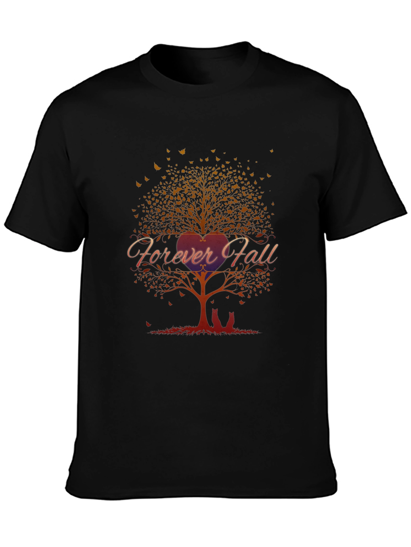 Forever Fall Tree Graphic Black T-Shirt