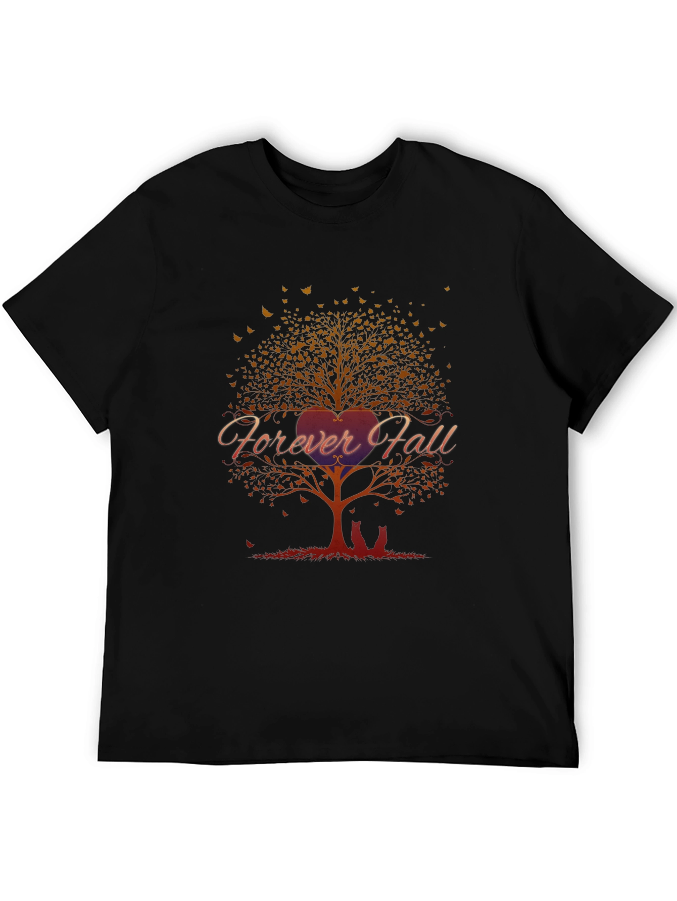 Forever Fall Tree Graphic Black T-Shirt