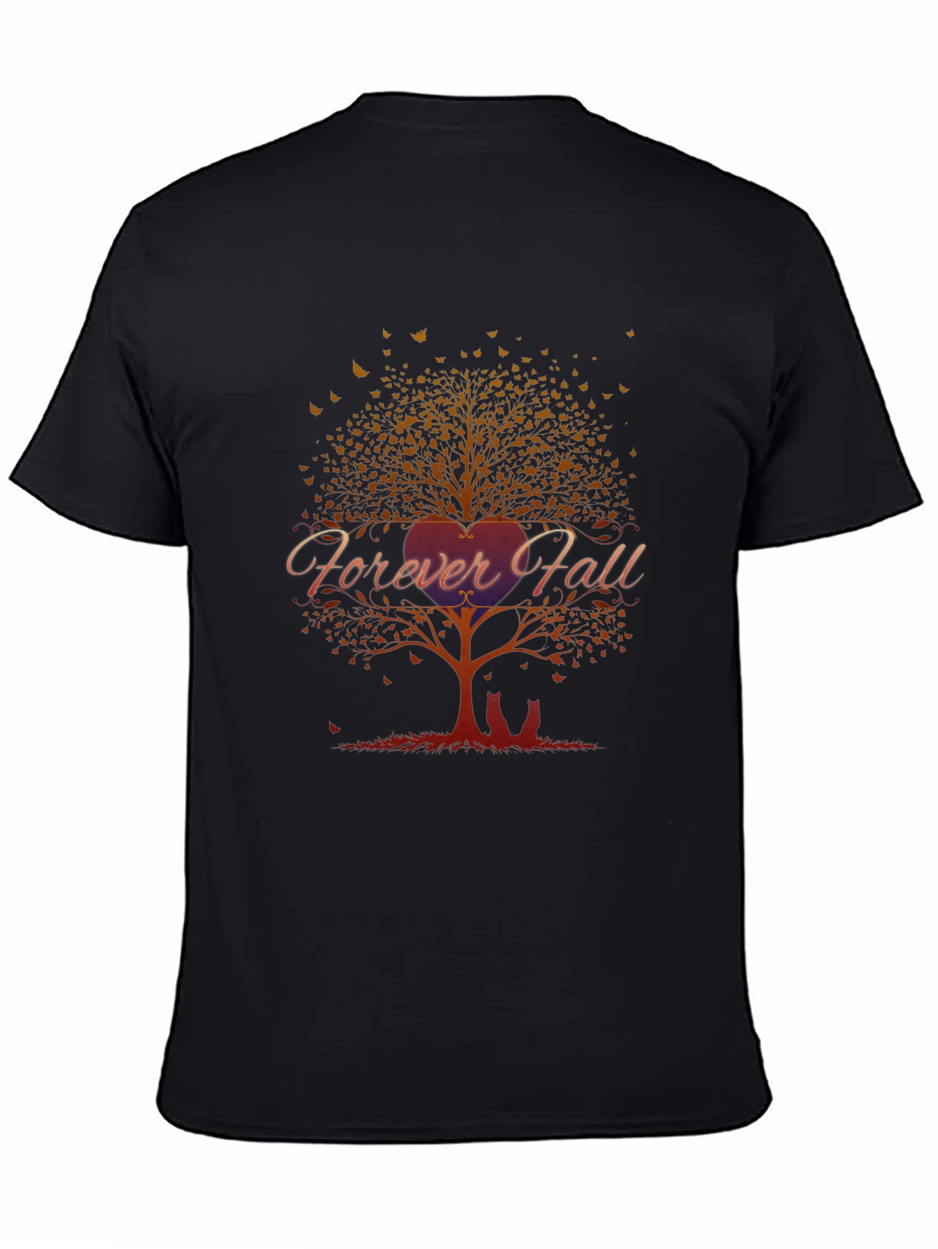 Forever Fall Tree Graphic Black T-Shirt