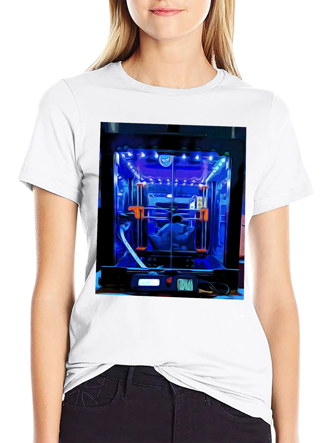 3D Printer Art Graphic Tee - Black Cotton