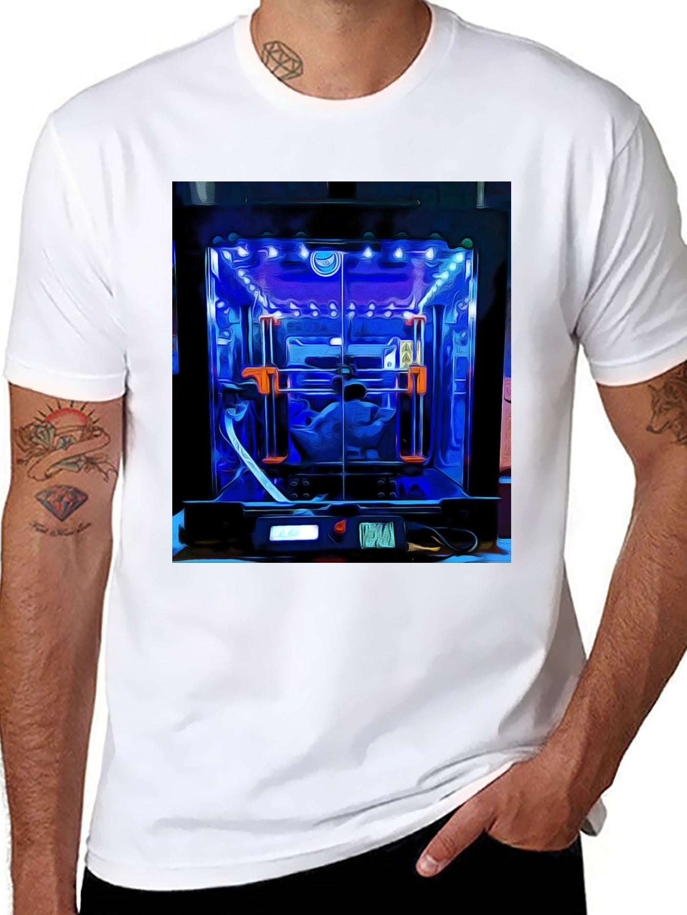 3D Printer Art Graphic Tee - Black Cotton