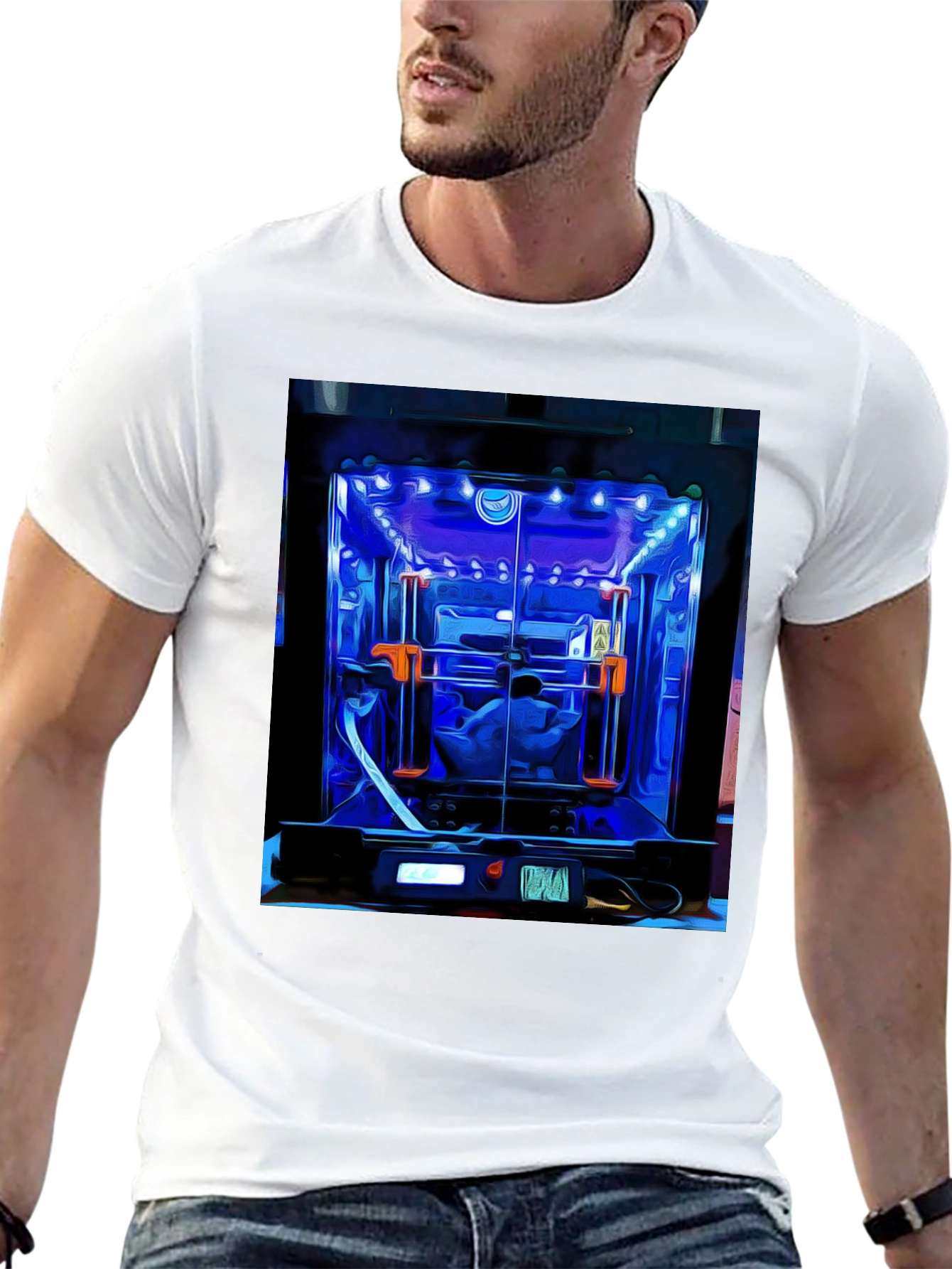 3D Printer Art Graphic Tee - Black Cotton