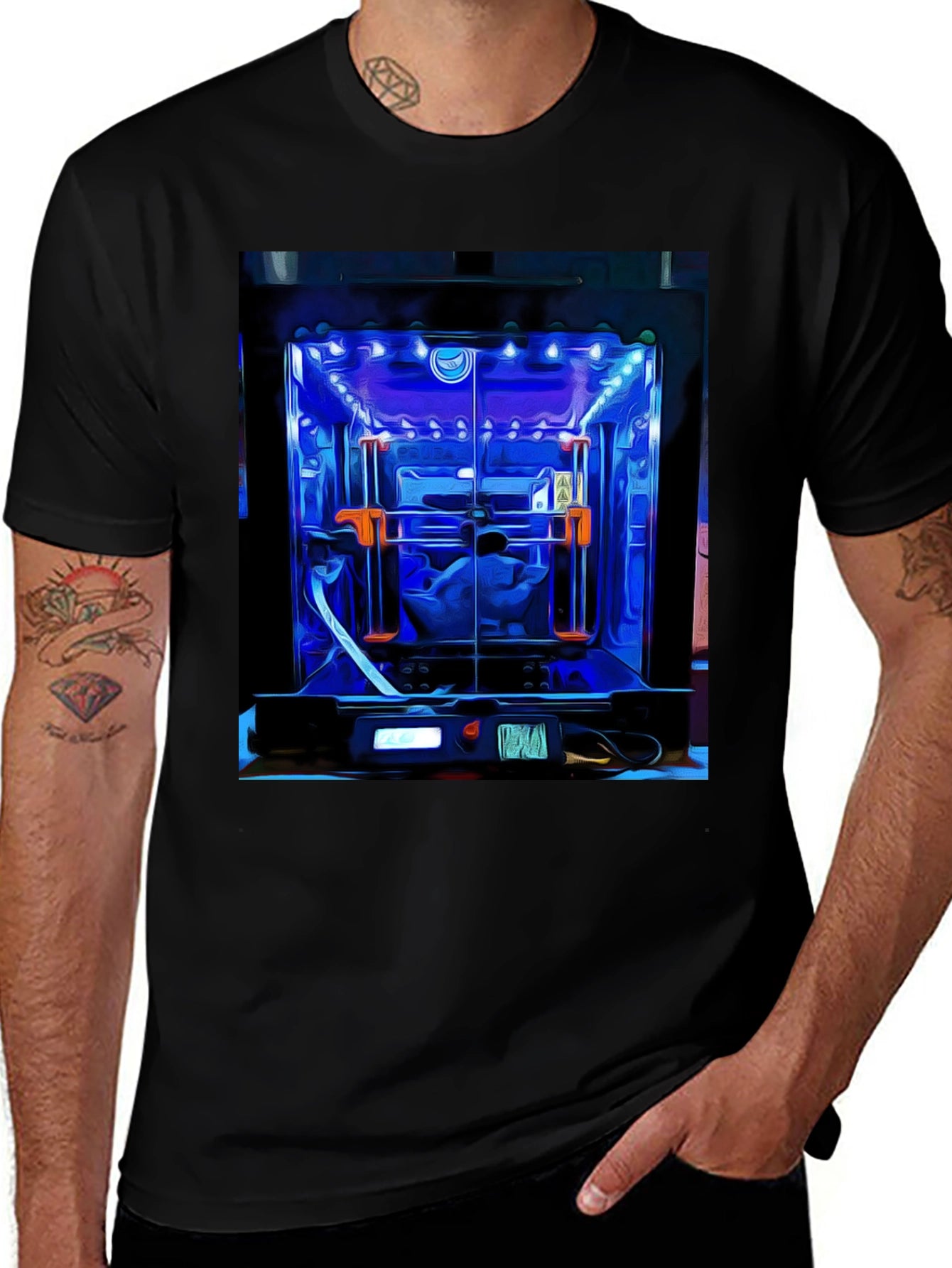 3D Printer Art Graphic Tee - Black Cotton