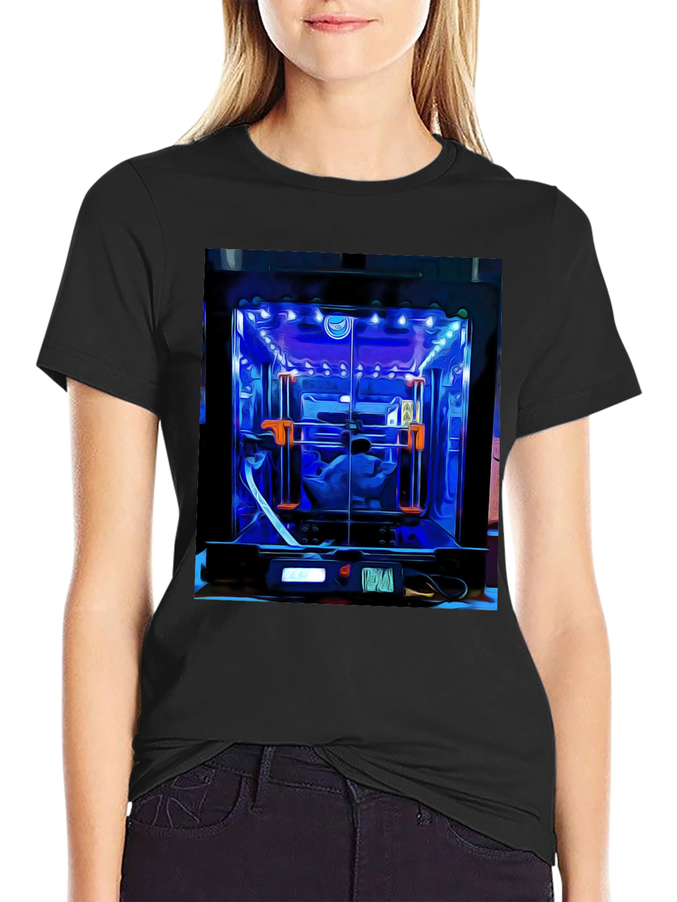 3D Printer Art Graphic Tee - Black Cotton