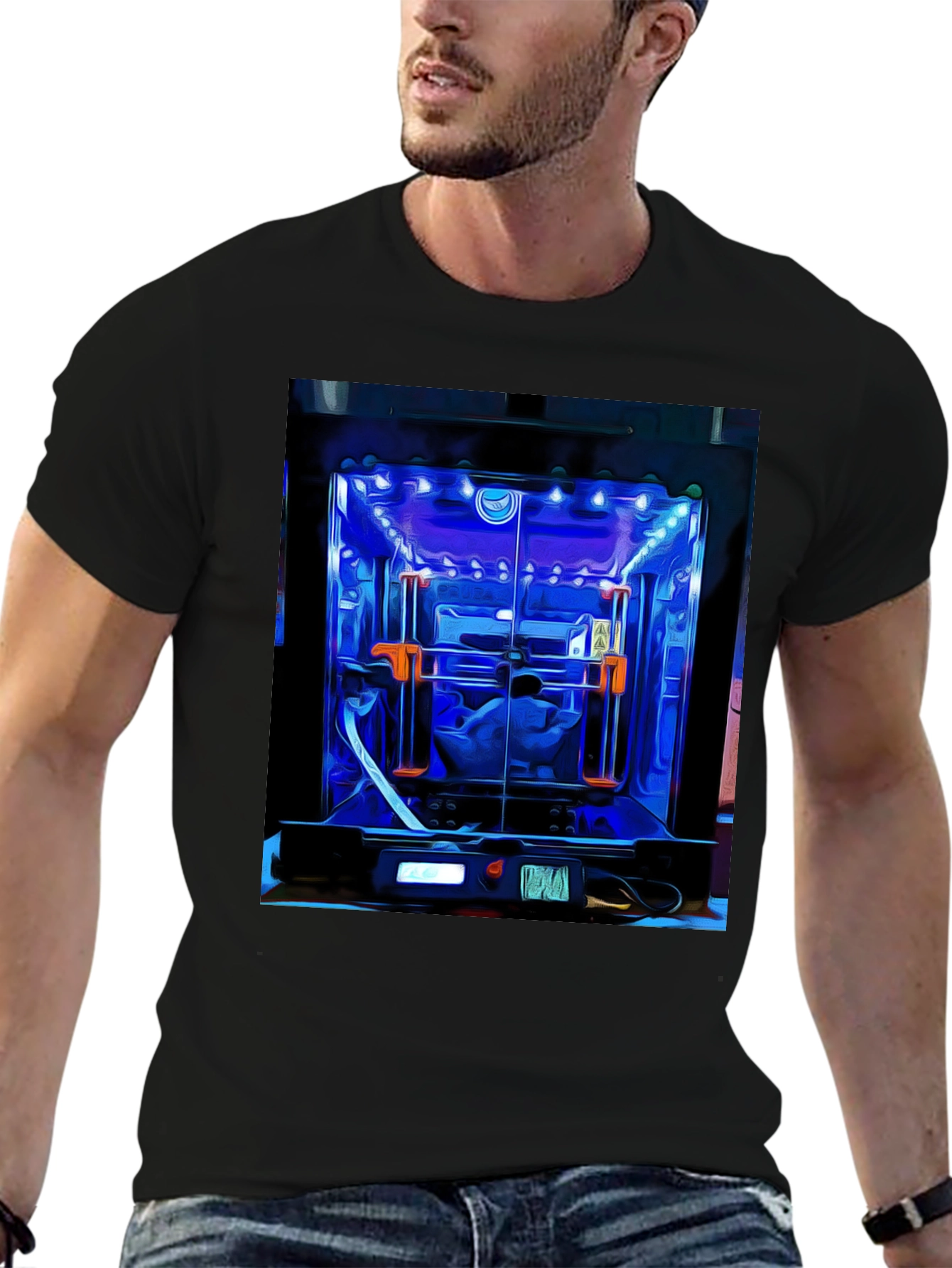3D Printer Art Graphic Tee - Black Cotton