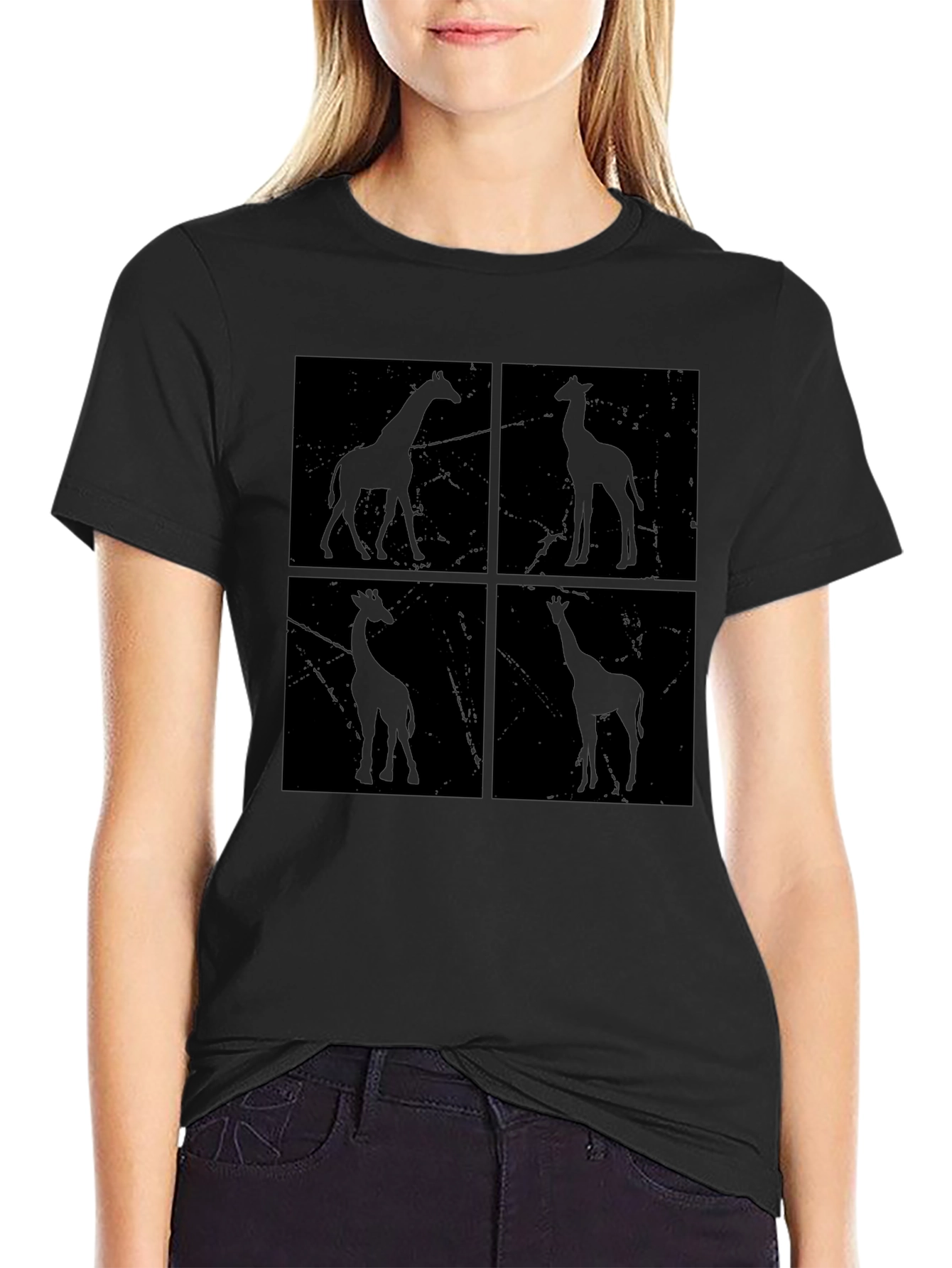 Giraffe Silhouette T-Shirt - Unisex Black Graphic Tee