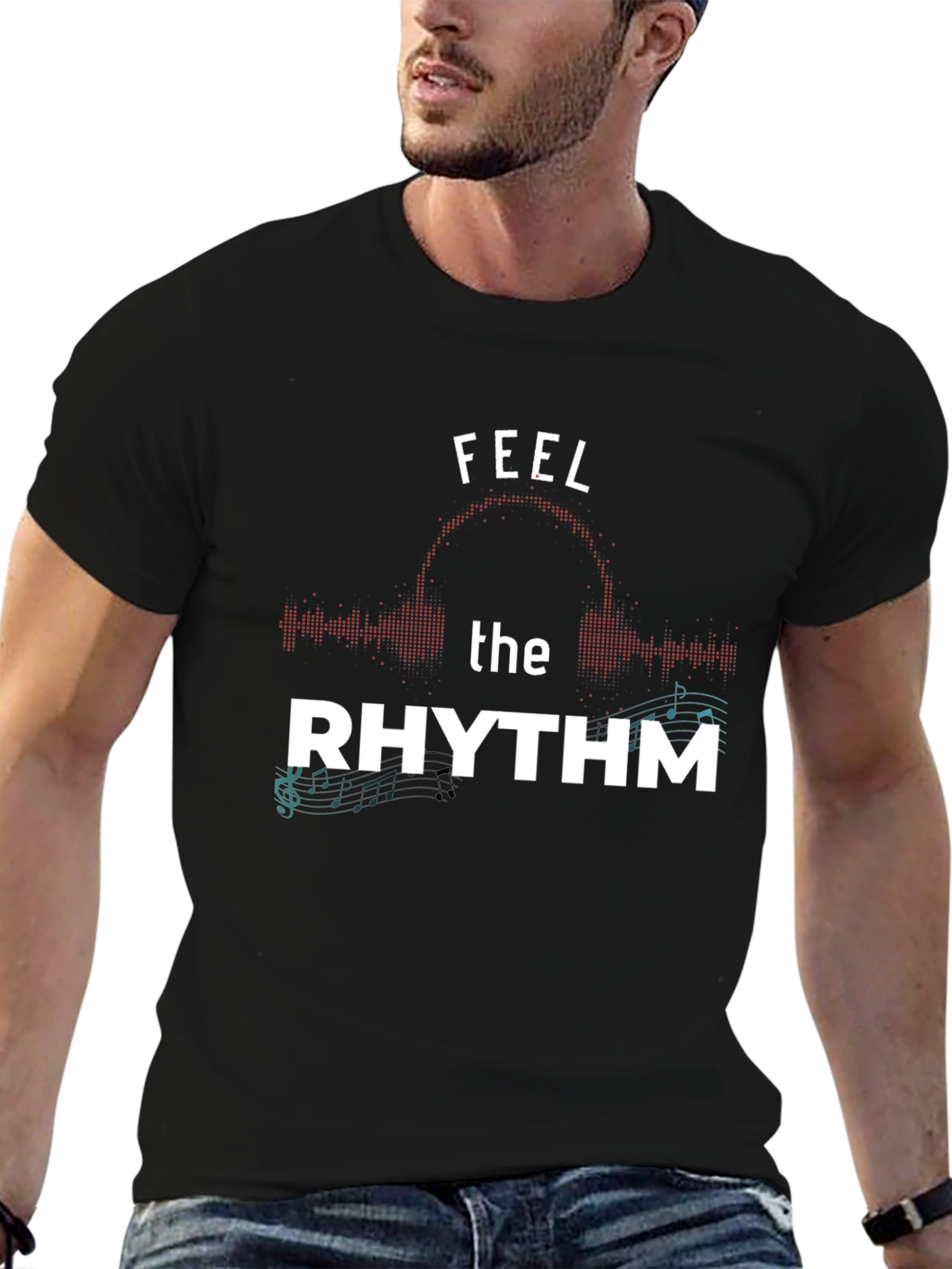 Feel the Rhythm Graphic T-Shirt - Music Lover Tee