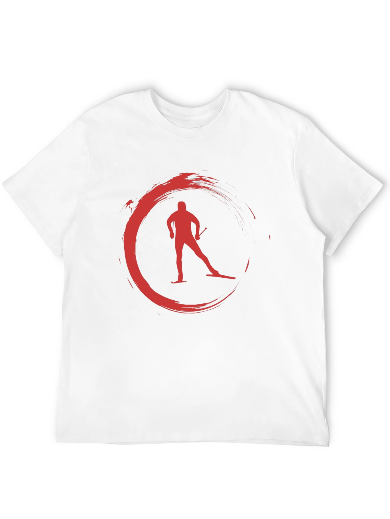 Red Skiing Circle Graphic Black T-Shirt