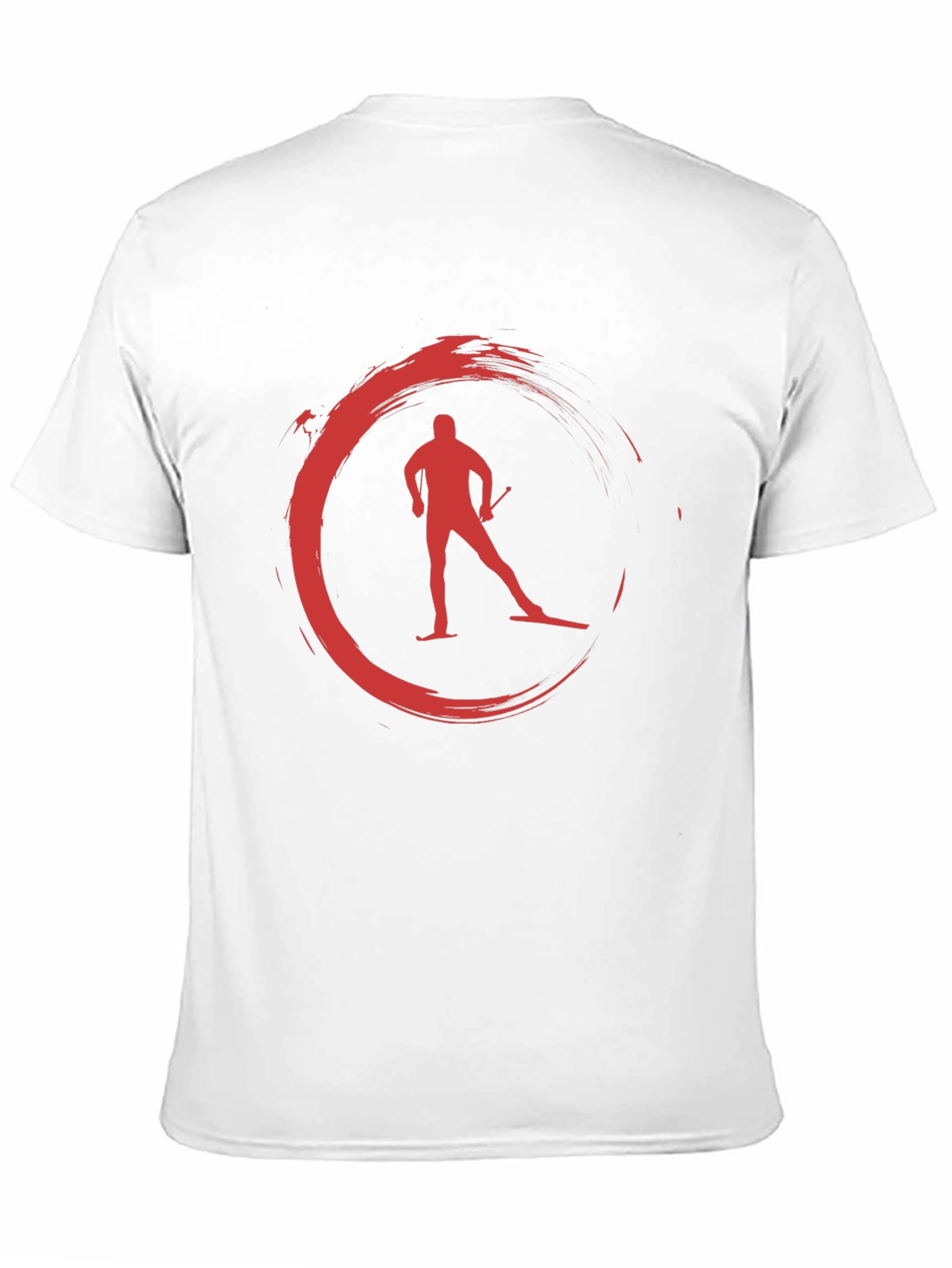 Red Skiing Circle Graphic Black T-Shirt