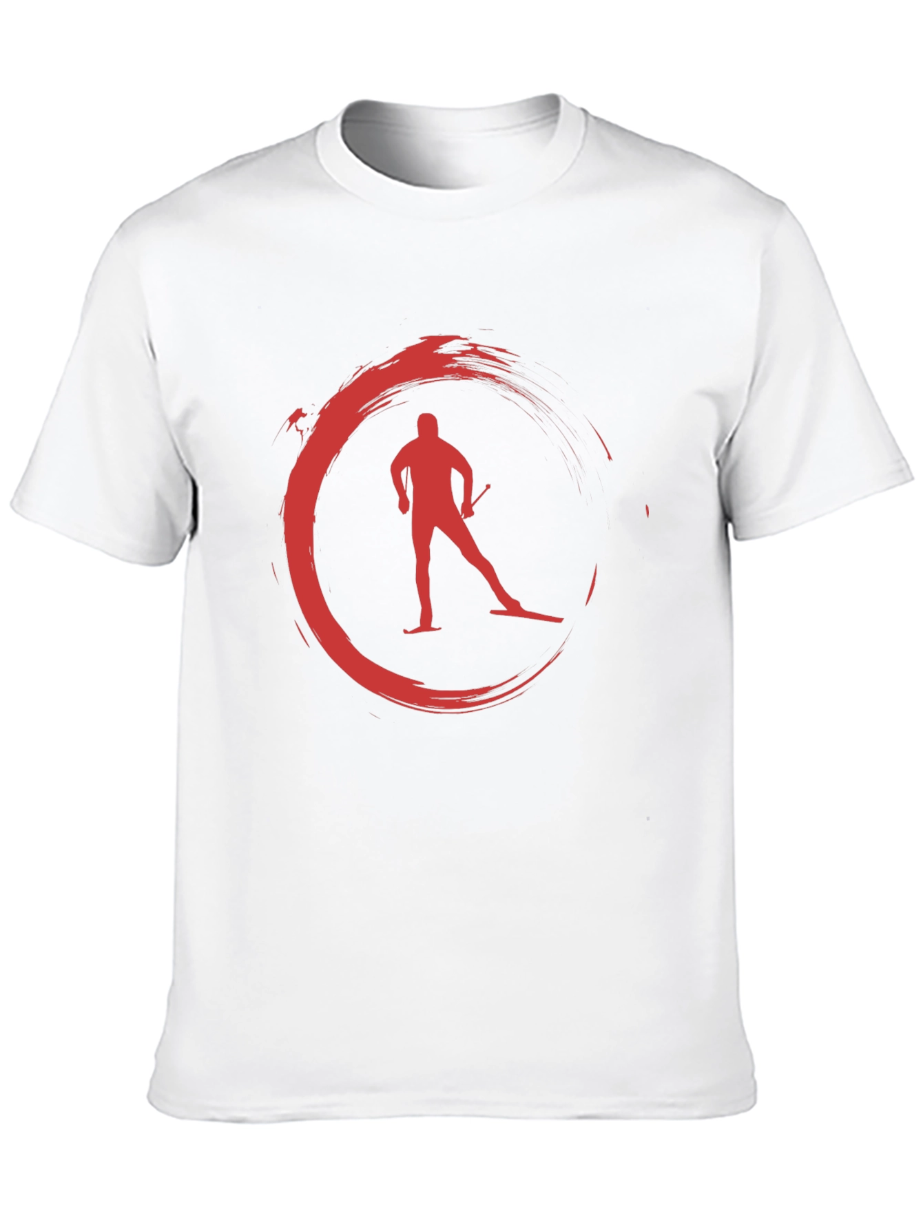 Red Skiing Circle Graphic Black T-Shirt