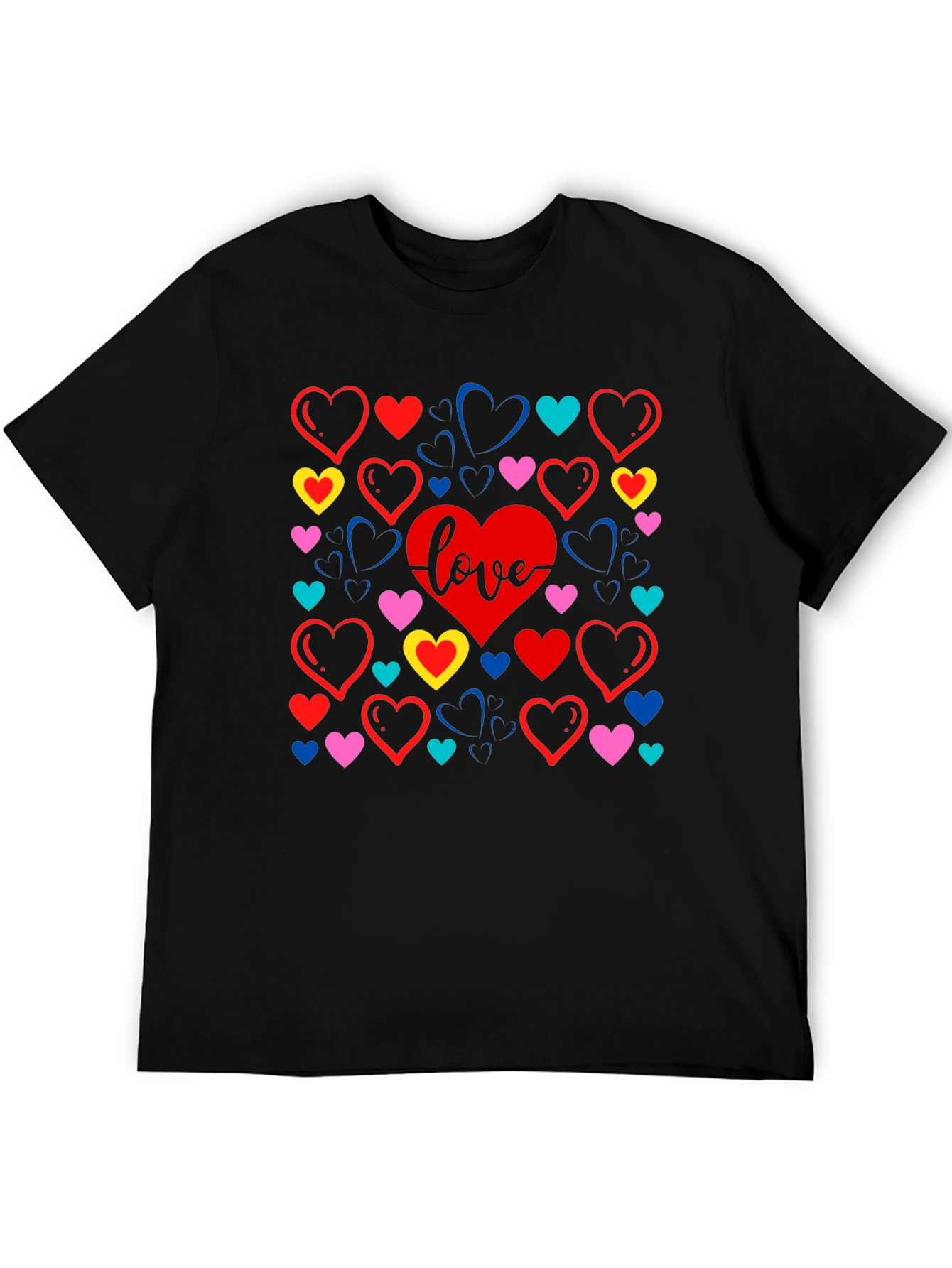 Love Heart Graphic Black T-Shirt