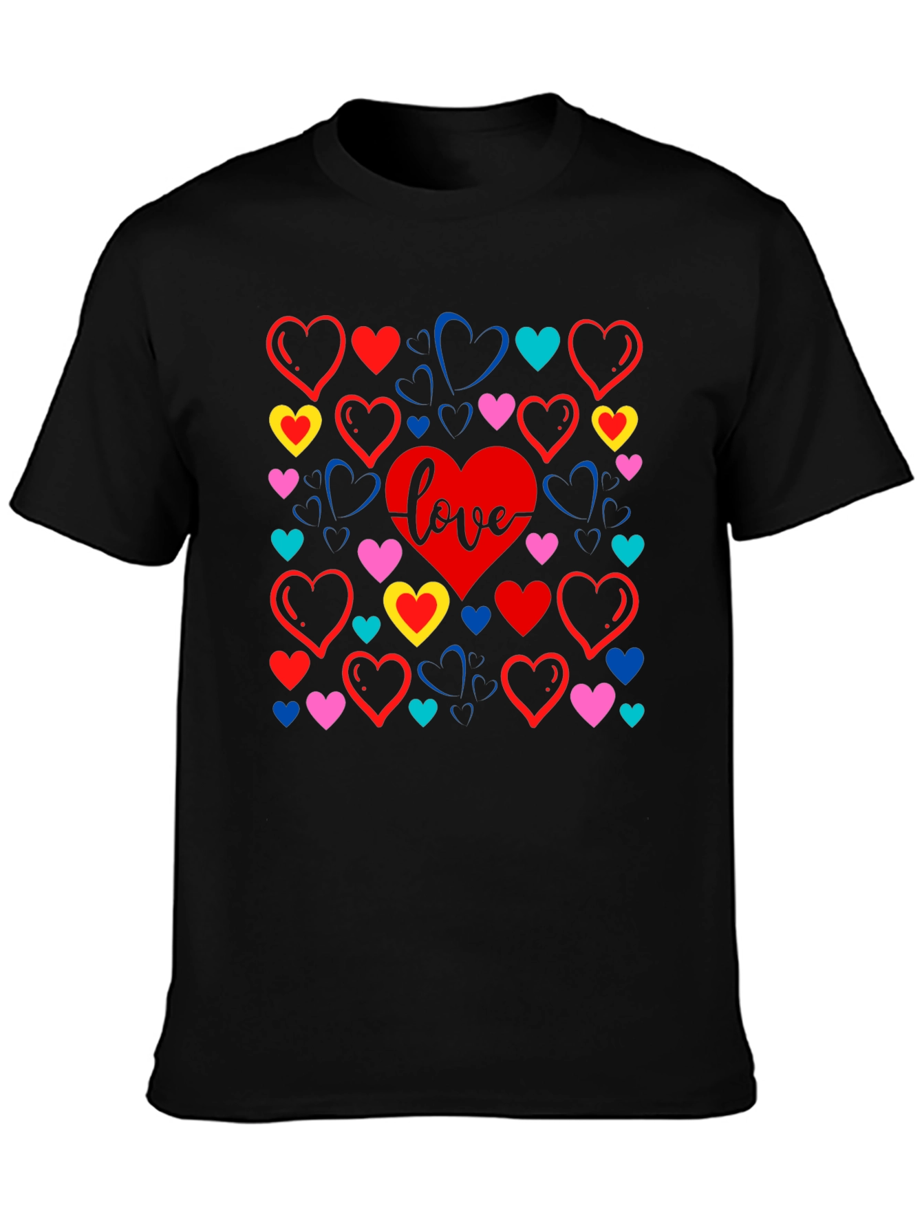 Love Heart Graphic Black T-Shirt