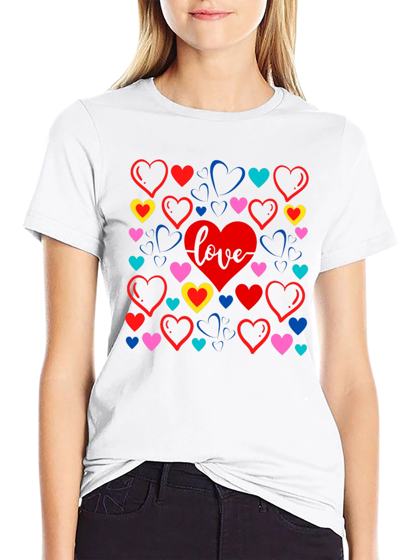 Love Heart Graphic Black T-Shirt