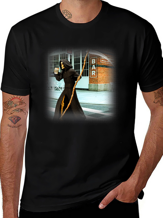 Grim Reaper Bar T-Shirt - Dark Humor Graphic Tee