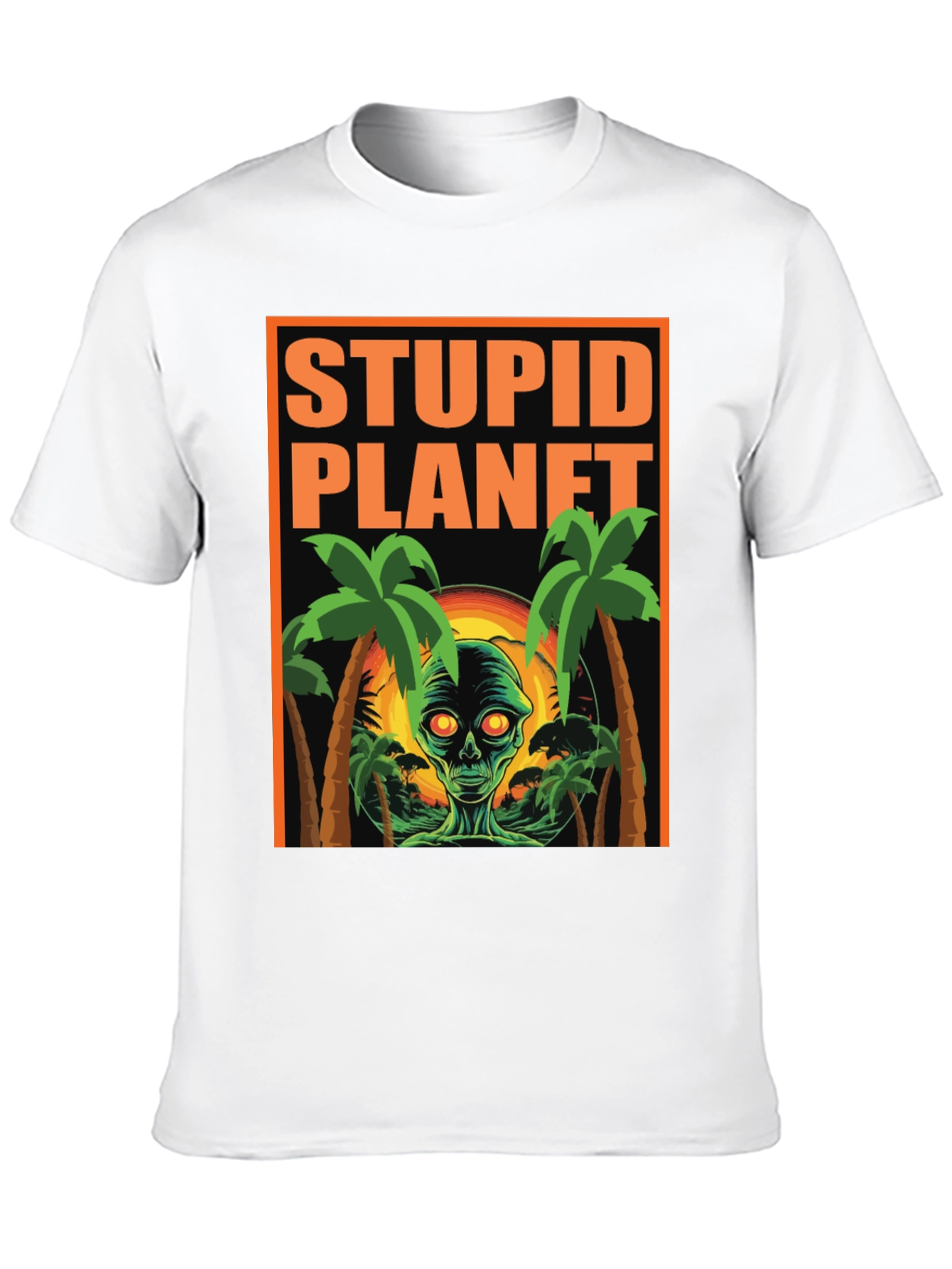 Stupid Planet Alien Graphic Tee - Black Cotton T-Shirt