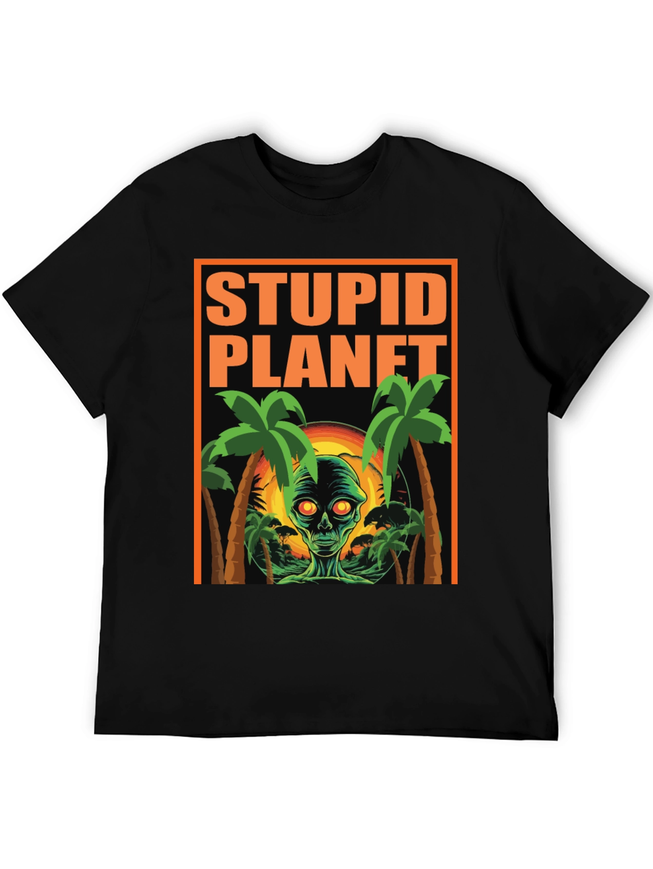 Stupid Planet Alien Graphic Tee - Black Cotton T-Shirt