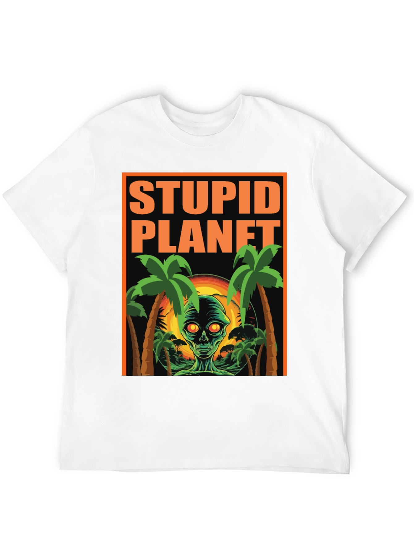 Stupid Planet Alien Graphic Tee - Black Cotton T-Shirt