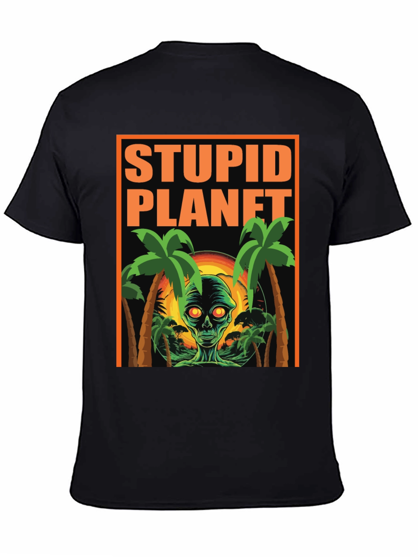 Stupid Planet Alien Graphic Tee - Black Cotton T-Shirt