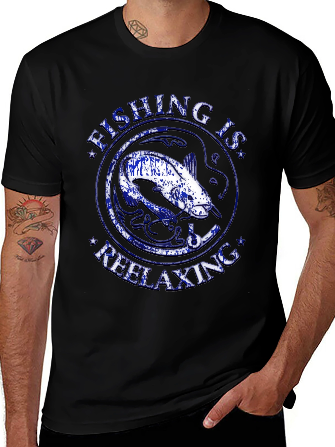 Fishing is Reelaxing T-Shirt - Black