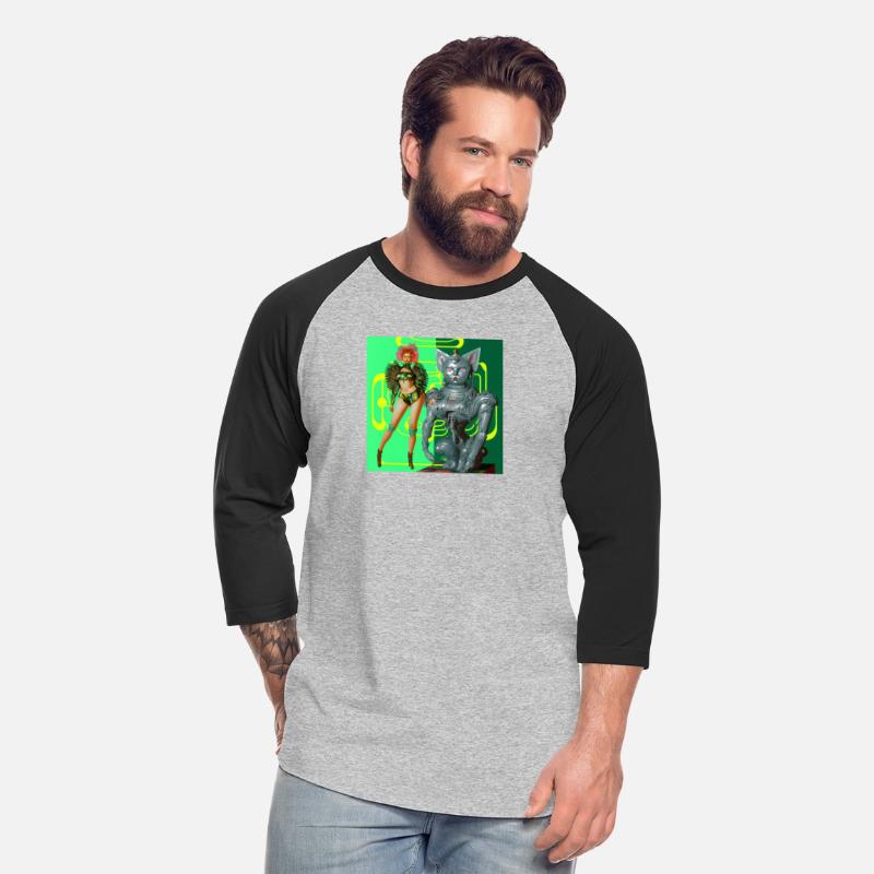 A woman standing of a cyborg cat