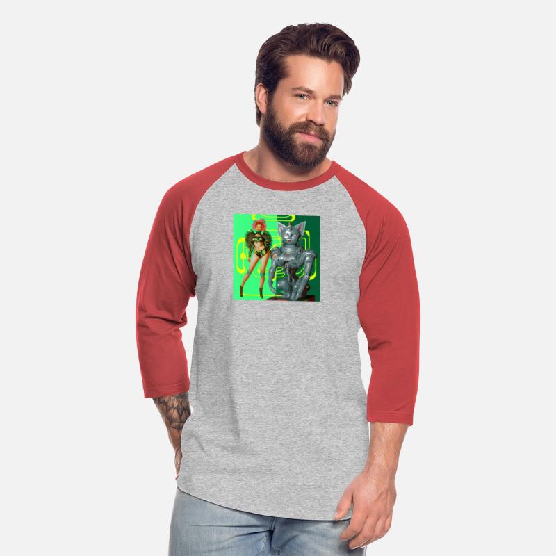 A woman standing of a cyborg cat