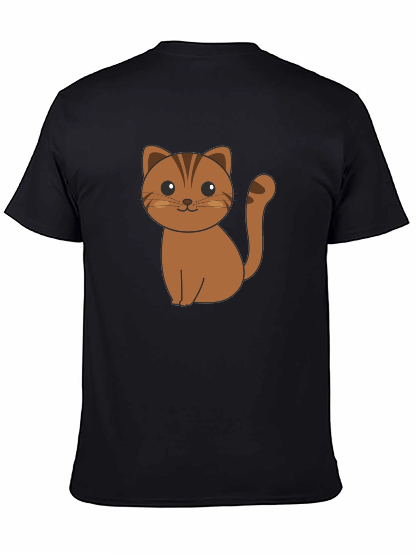 Cute Cartoon Cat Graphic Print Black T-Shirt