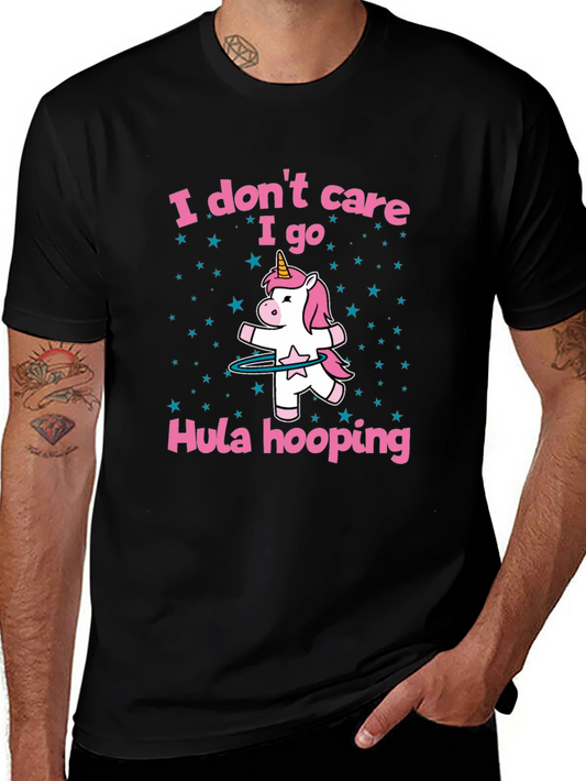 Unicorn Hula Hooping Graphic Tee - Black T-Shirt