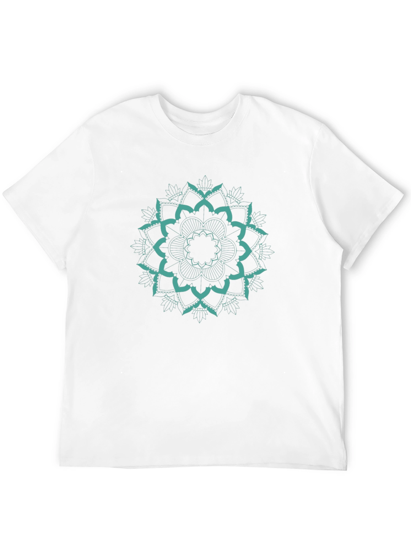 Teal Mandala Graphic Black T-Shirt