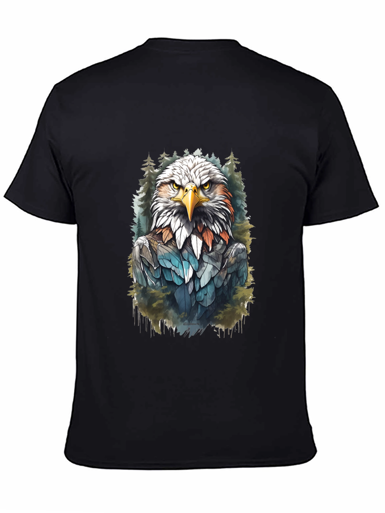 Eagle Graphic Print Black T-Shirt