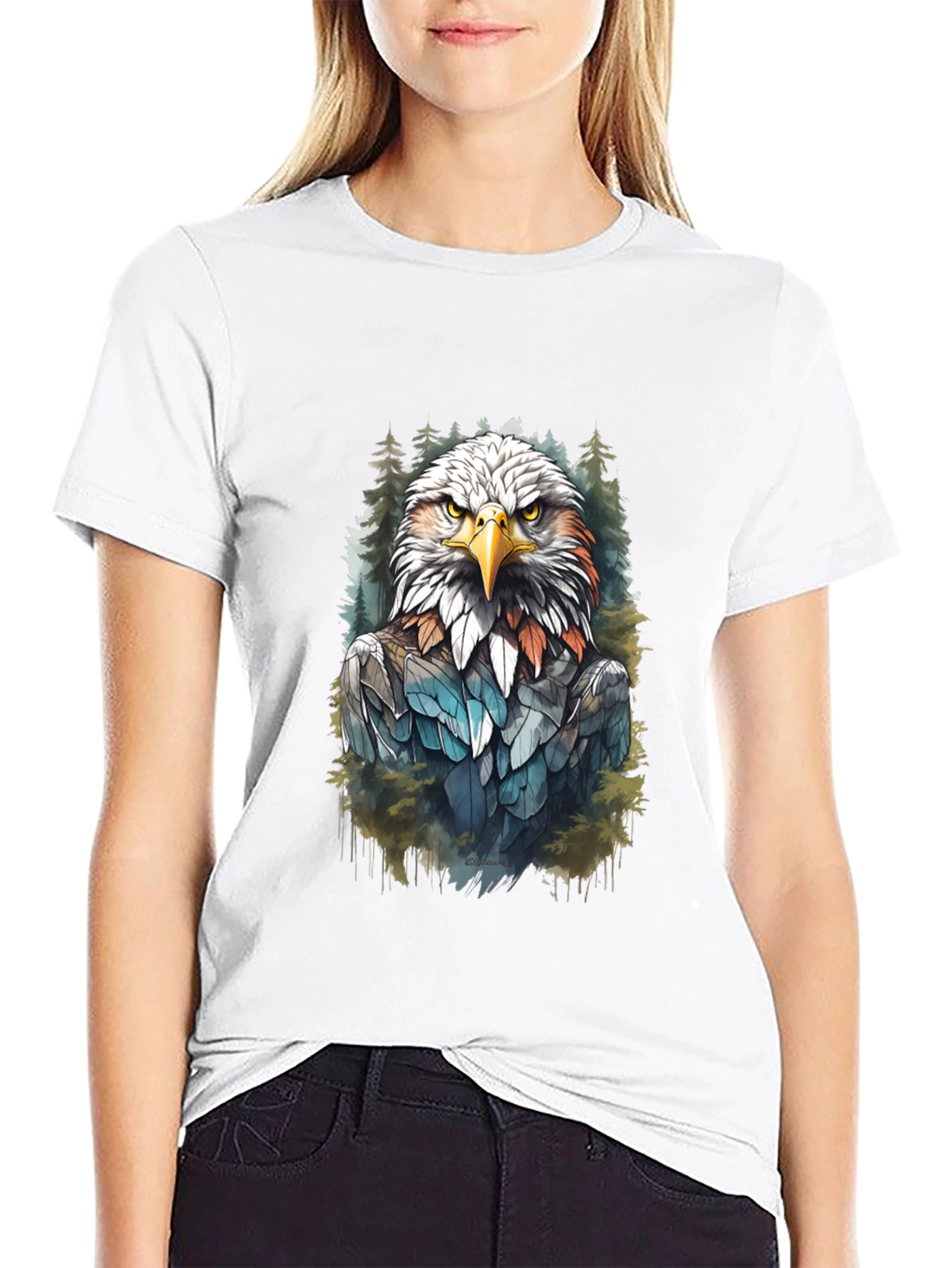 Eagle Graphic Print Black T-Shirt