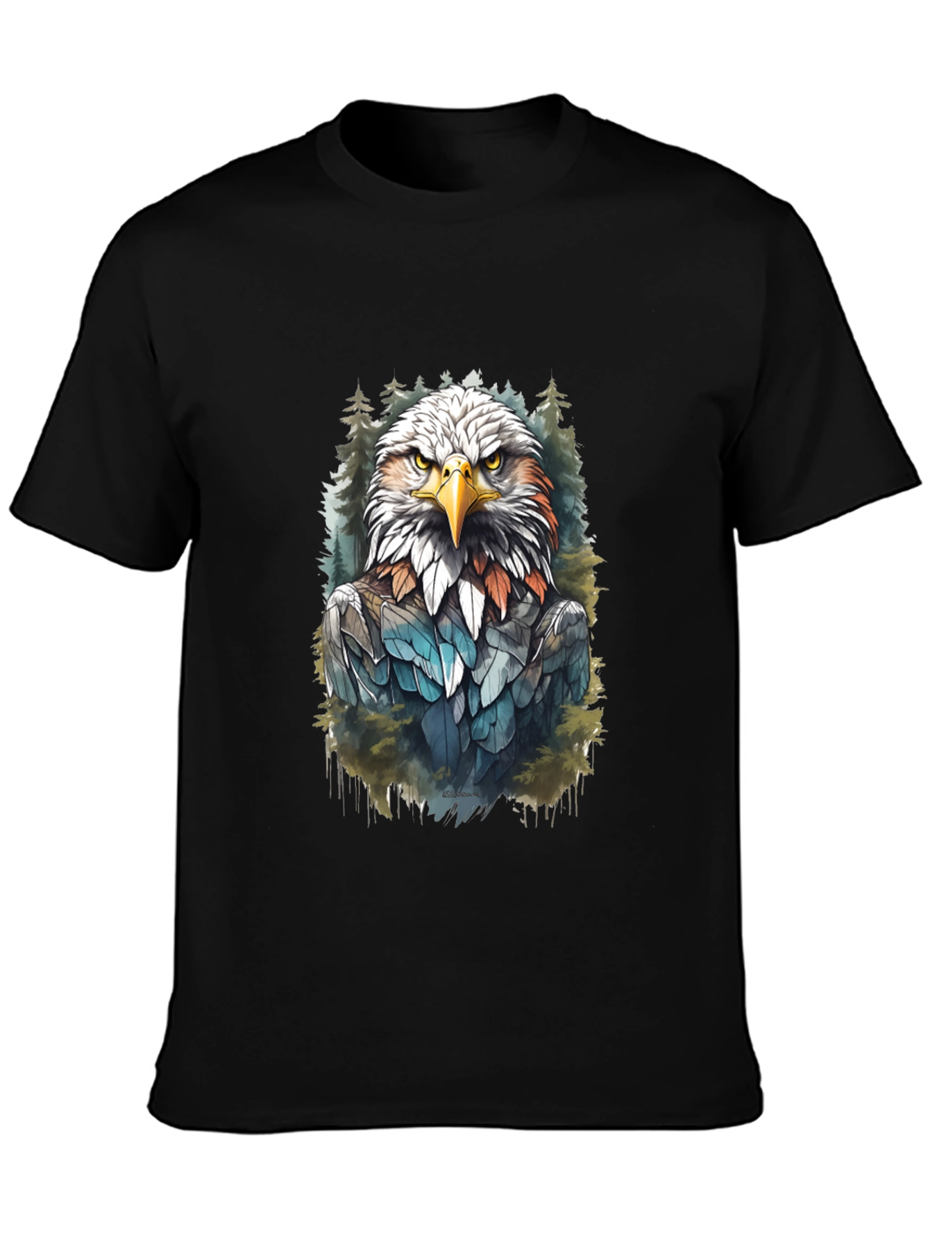 Eagle Graphic Print Black T-Shirt