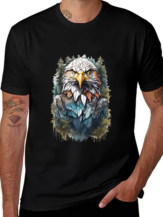 Eagle Graphic Print Black T-Shirt