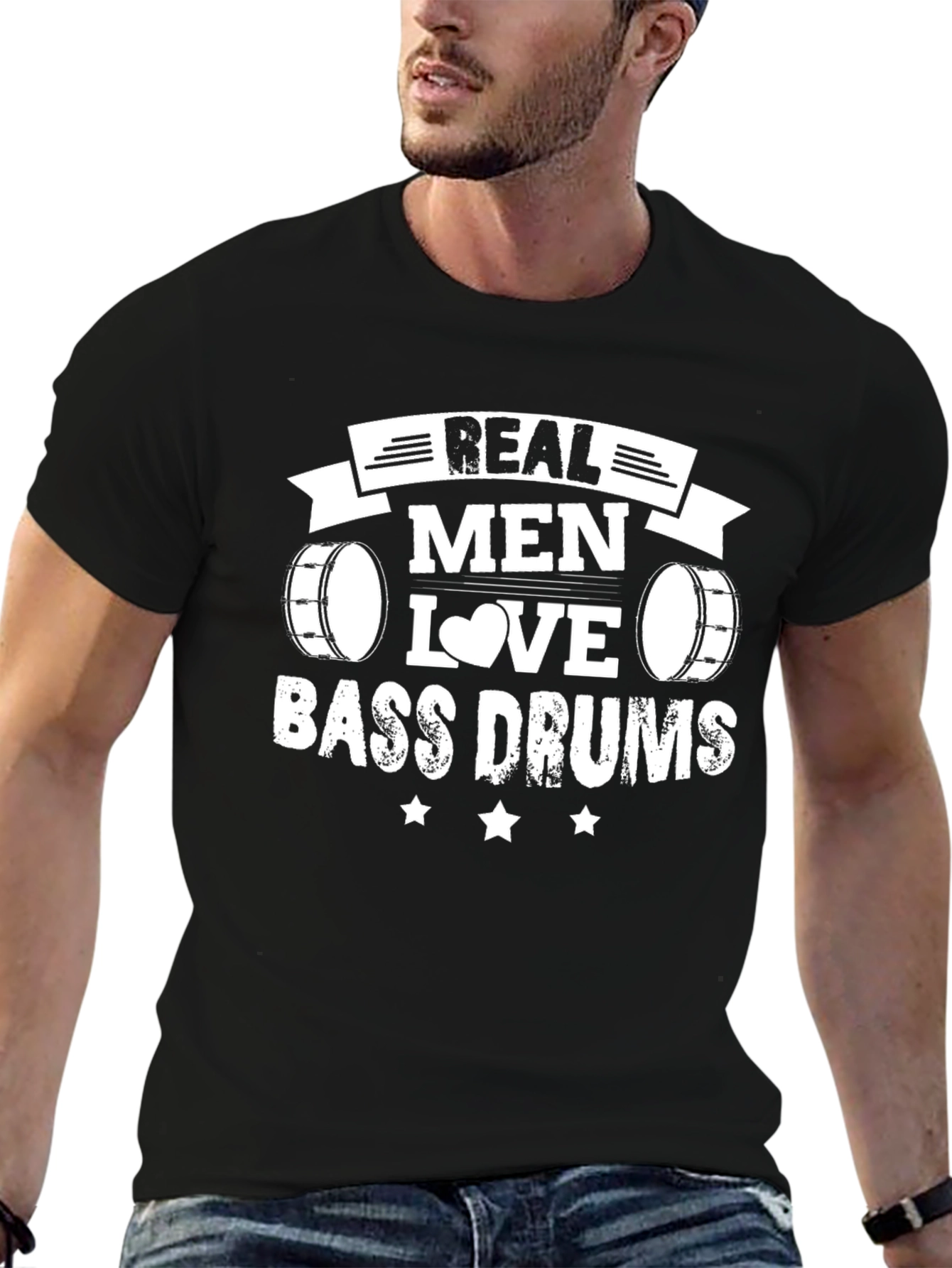 Real Men Love Bass Drums Graphic T-Shirt