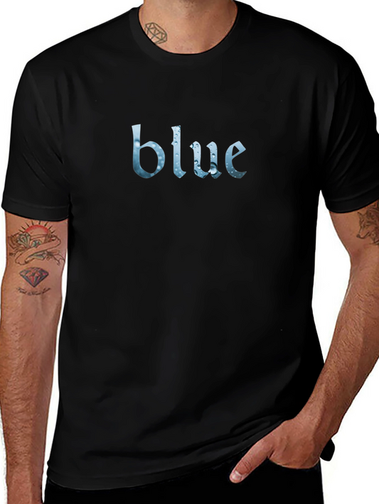 Blue Graphic Print Crew Neck T-Shirt