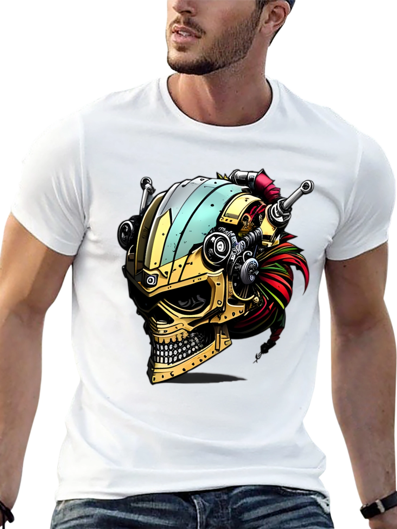 Steampunk Skull T-Shirt - Gearhead Viking Style