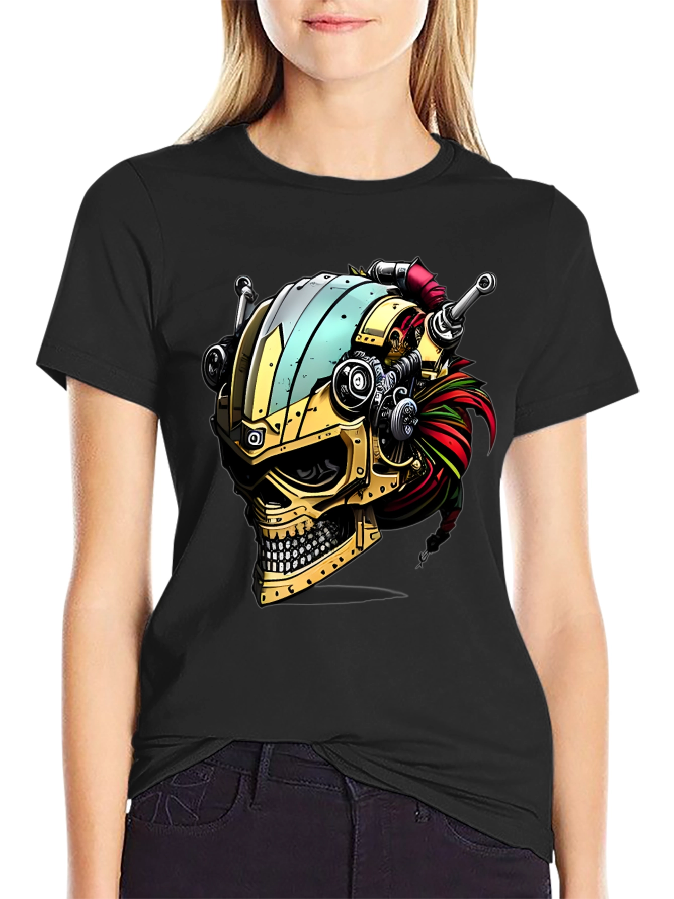Steampunk Skull T-Shirt - Gearhead Viking Style